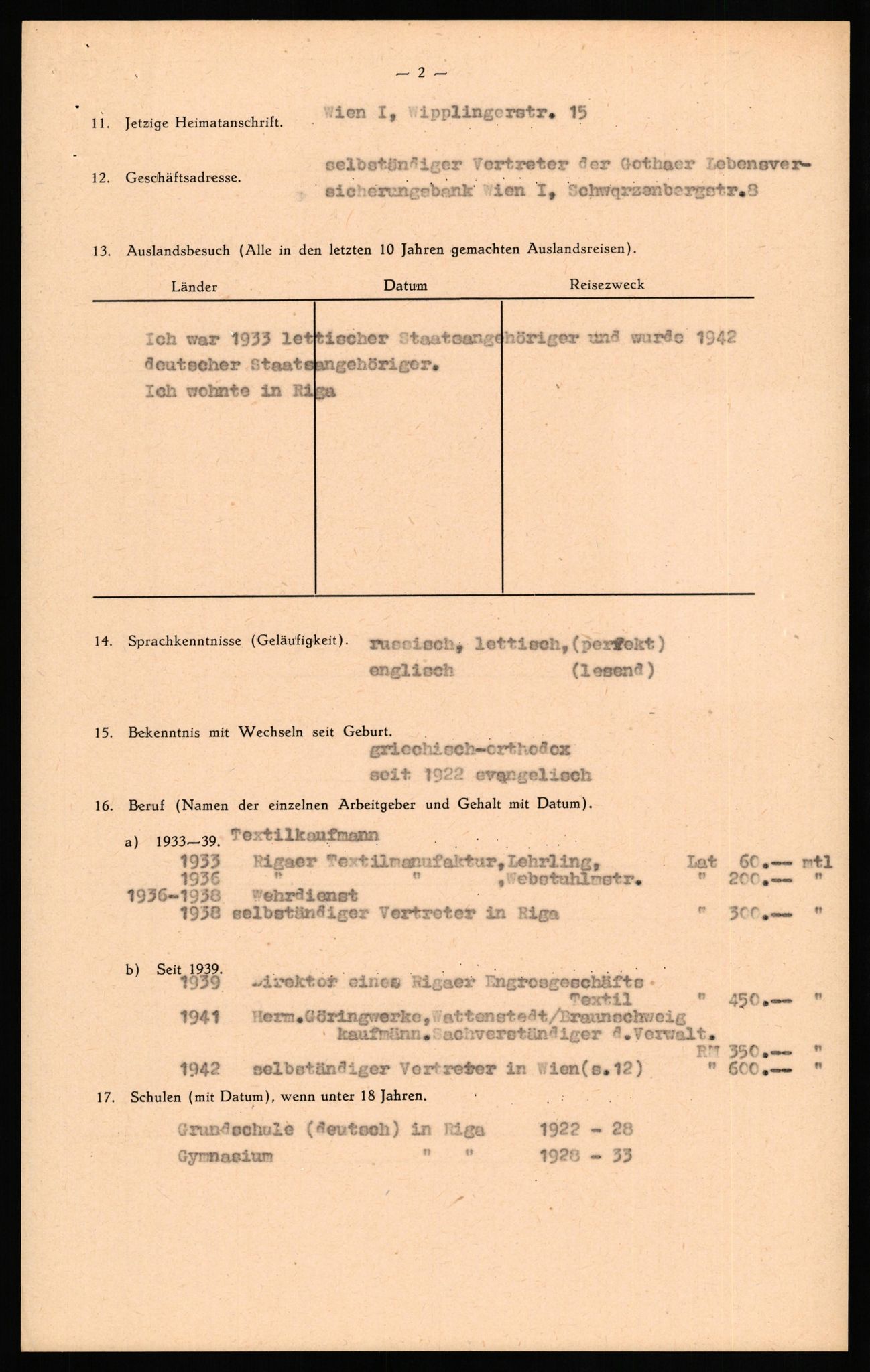 Forsvaret, Forsvarets overkommando II, AV/RA-RAFA-3915/D/Db/L0025: CI Questionaires. Tyske okkupasjonsstyrker i Norge. Tyskere., 1945-1946, p. 319