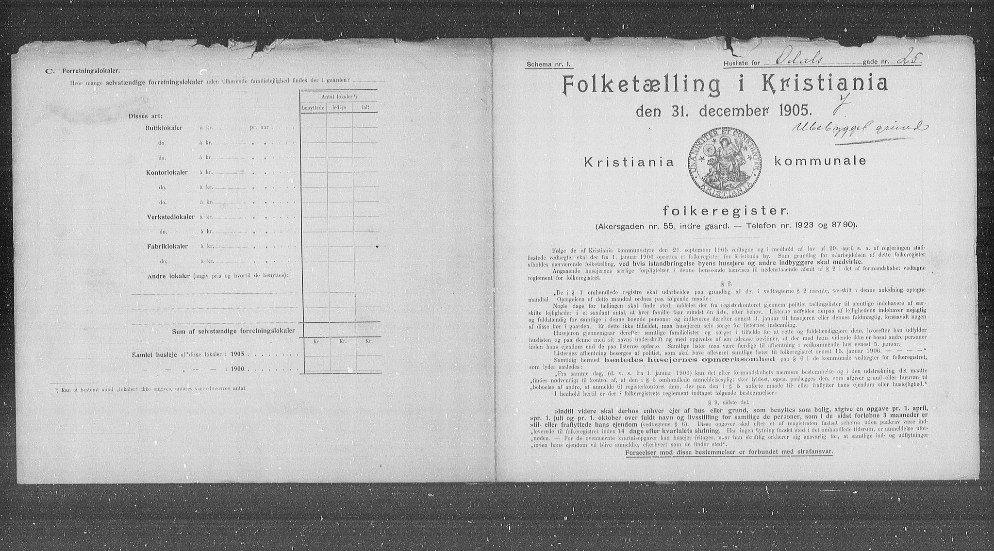 OBA, Municipal Census 1905 for Kristiania, 1905, p. 39233