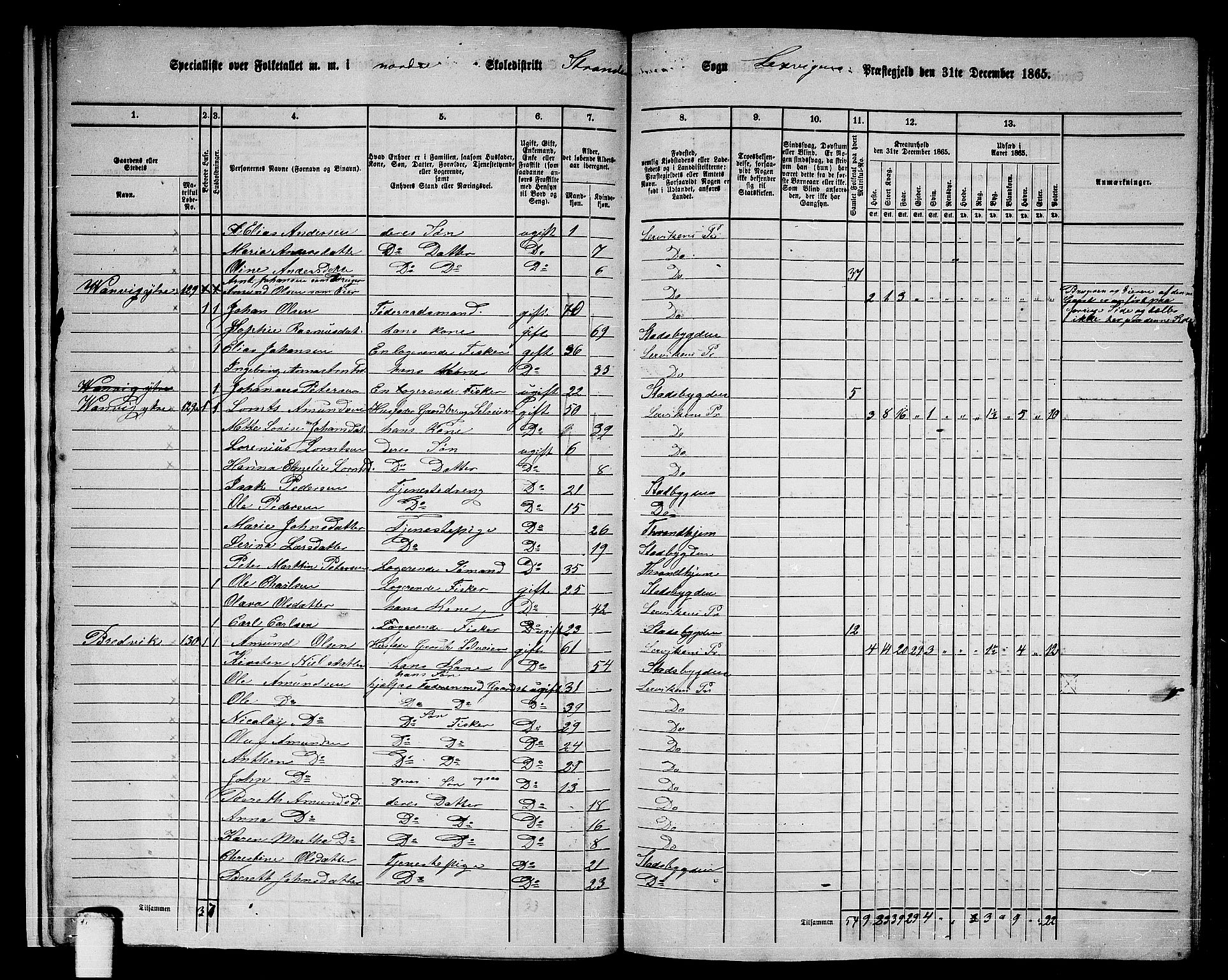 RA, 1865 census for Leksvik, 1865, p. 17