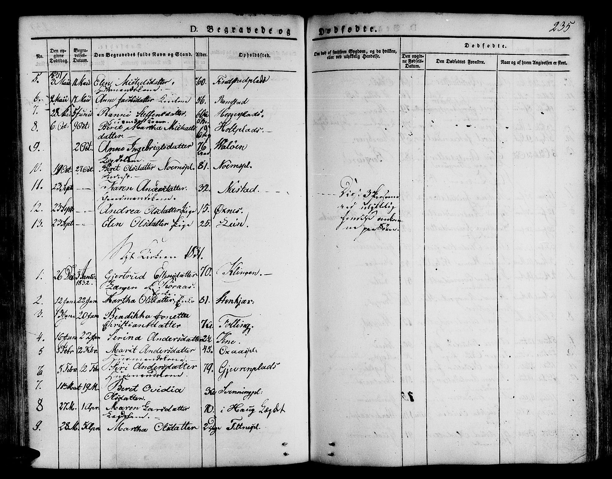 Ministerialprotokoller, klokkerbøker og fødselsregistre - Nord-Trøndelag, SAT/A-1458/746/L0445: Parish register (official) no. 746A04, 1826-1846, p. 235