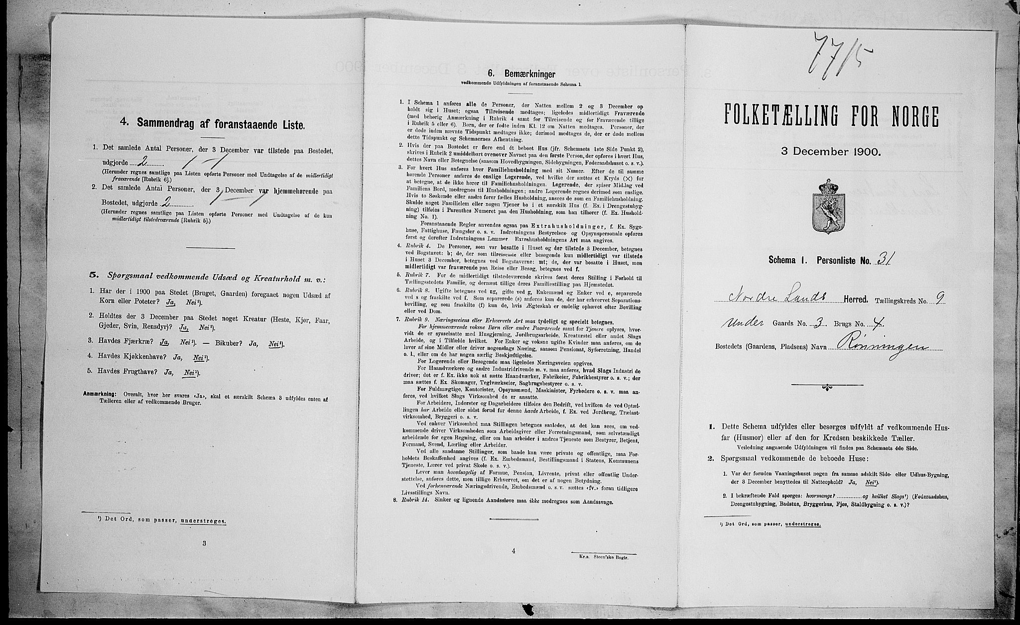 SAH, 1900 census for Nordre Land, 1900, p. 1199