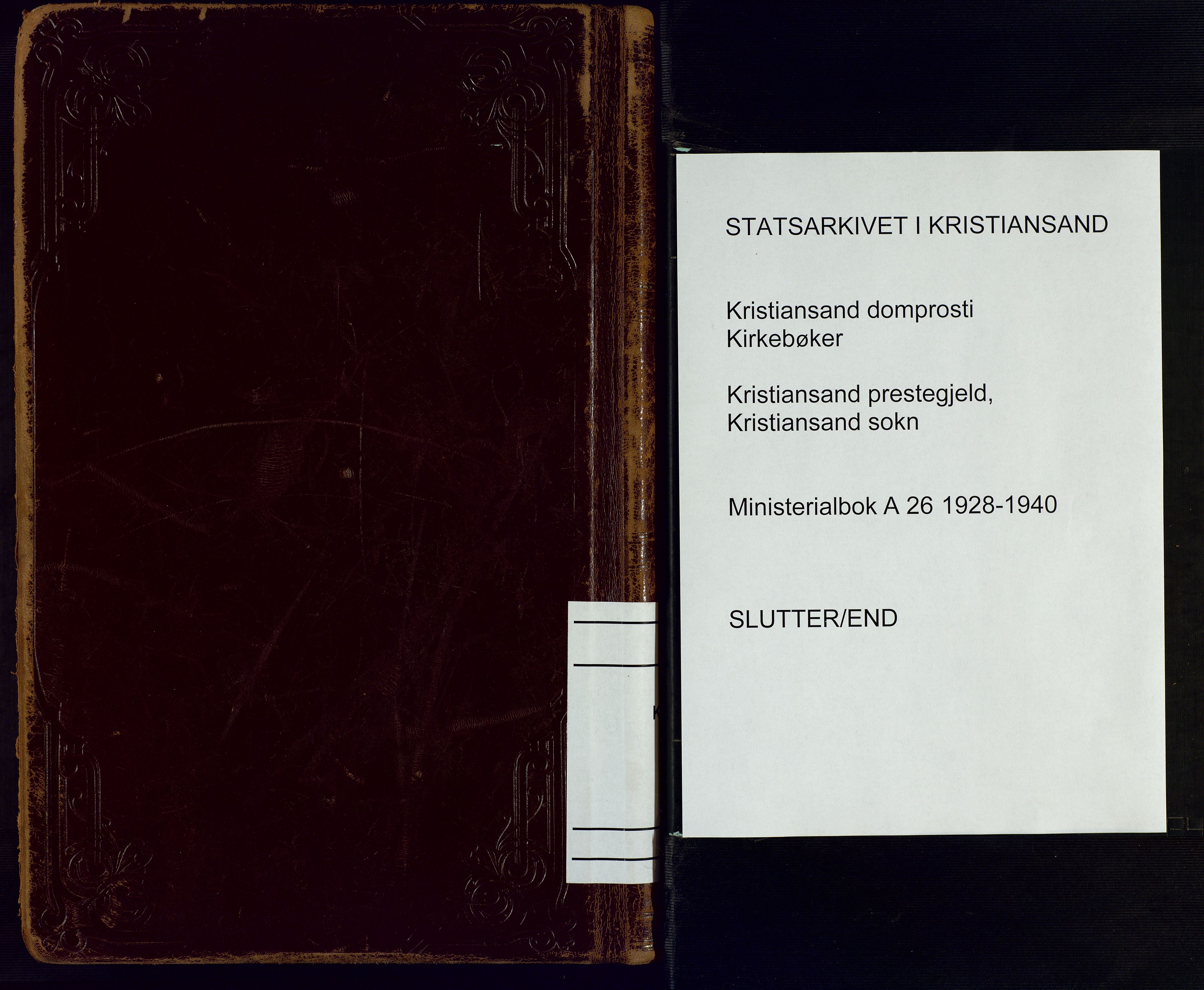 Kristiansand domprosti, AV/SAK-1112-0006/F/Fa/L0027: Parish register (official) no. A 26, 1928-1940