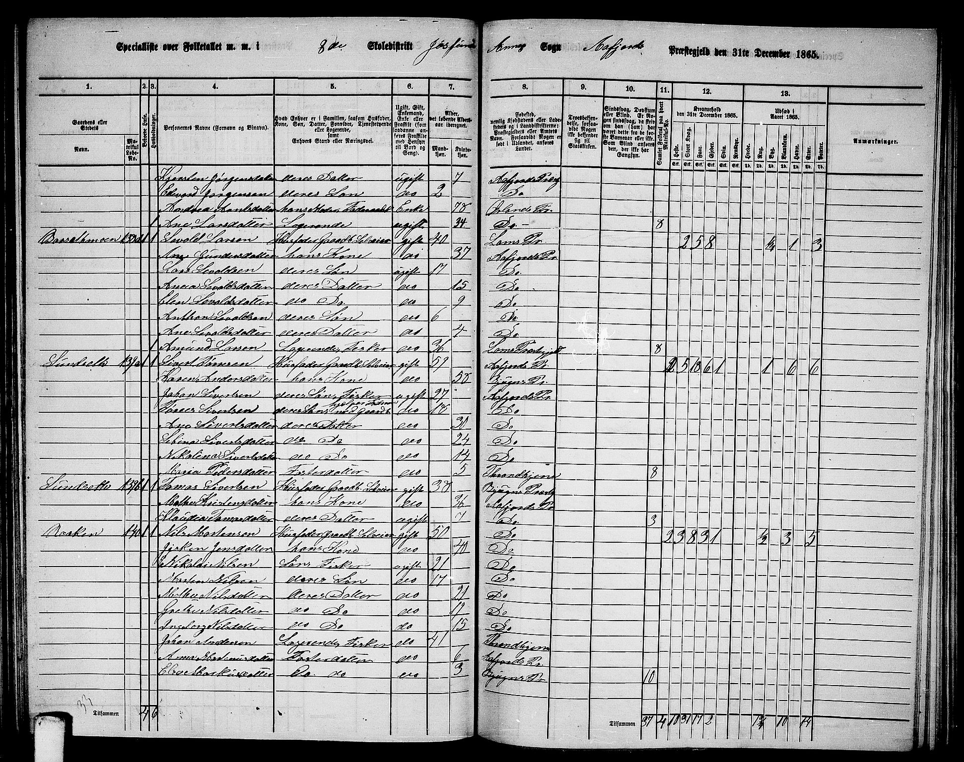 RA, 1865 census for Aafjorden, 1865, p. 100