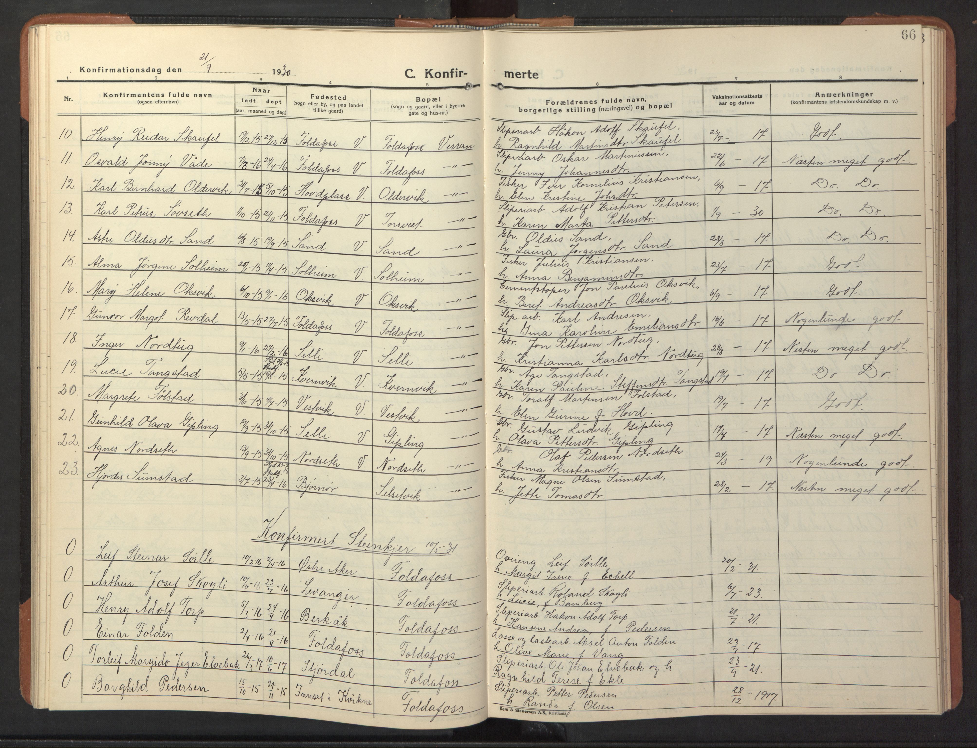 Ministerialprotokoller, klokkerbøker og fødselsregistre - Nord-Trøndelag, SAT/A-1458/744/L0425: Parish register (copy) no. 744C04, 1924-1947, p. 66