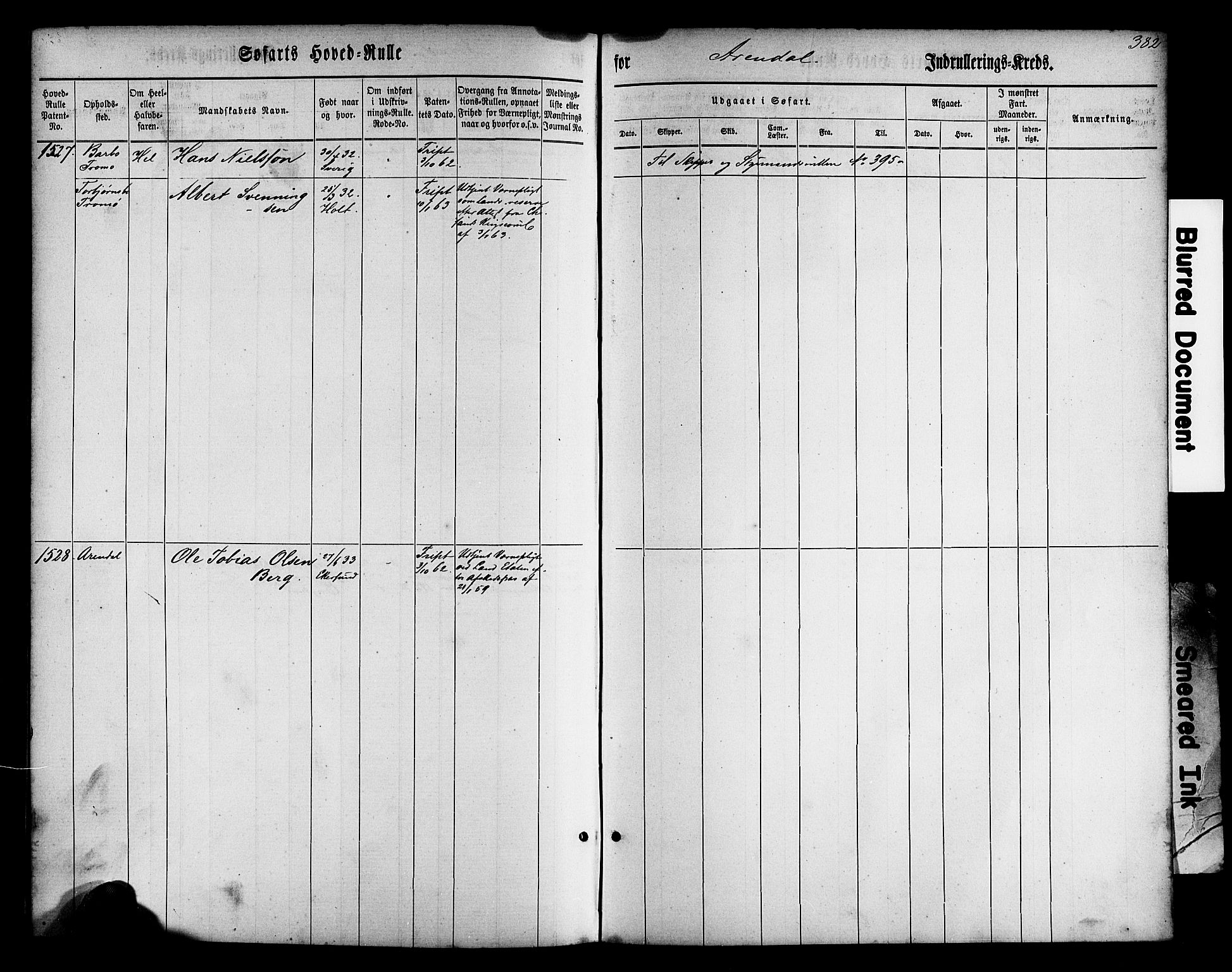 Arendal mønstringskrets, AV/SAK-2031-0012/F/Fb/L0009: Hovedrulle nr 767-1532, S-7, 1857-1864, p. 385