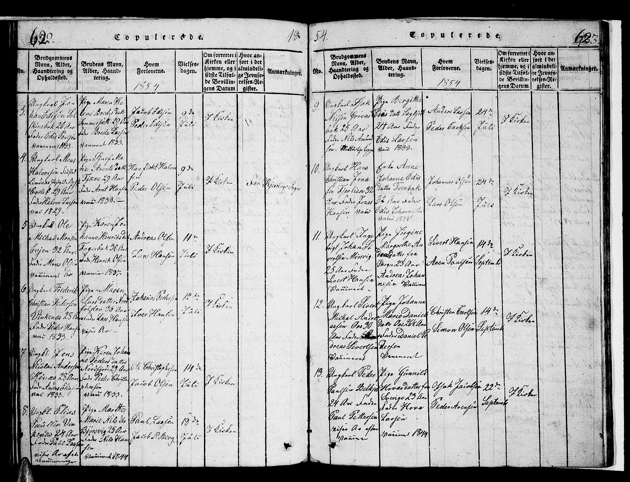 Ministerialprotokoller, klokkerbøker og fødselsregistre - Nordland, AV/SAT-A-1459/853/L0773: Parish register (copy) no. 853C01, 1821-1859, p. 622-623