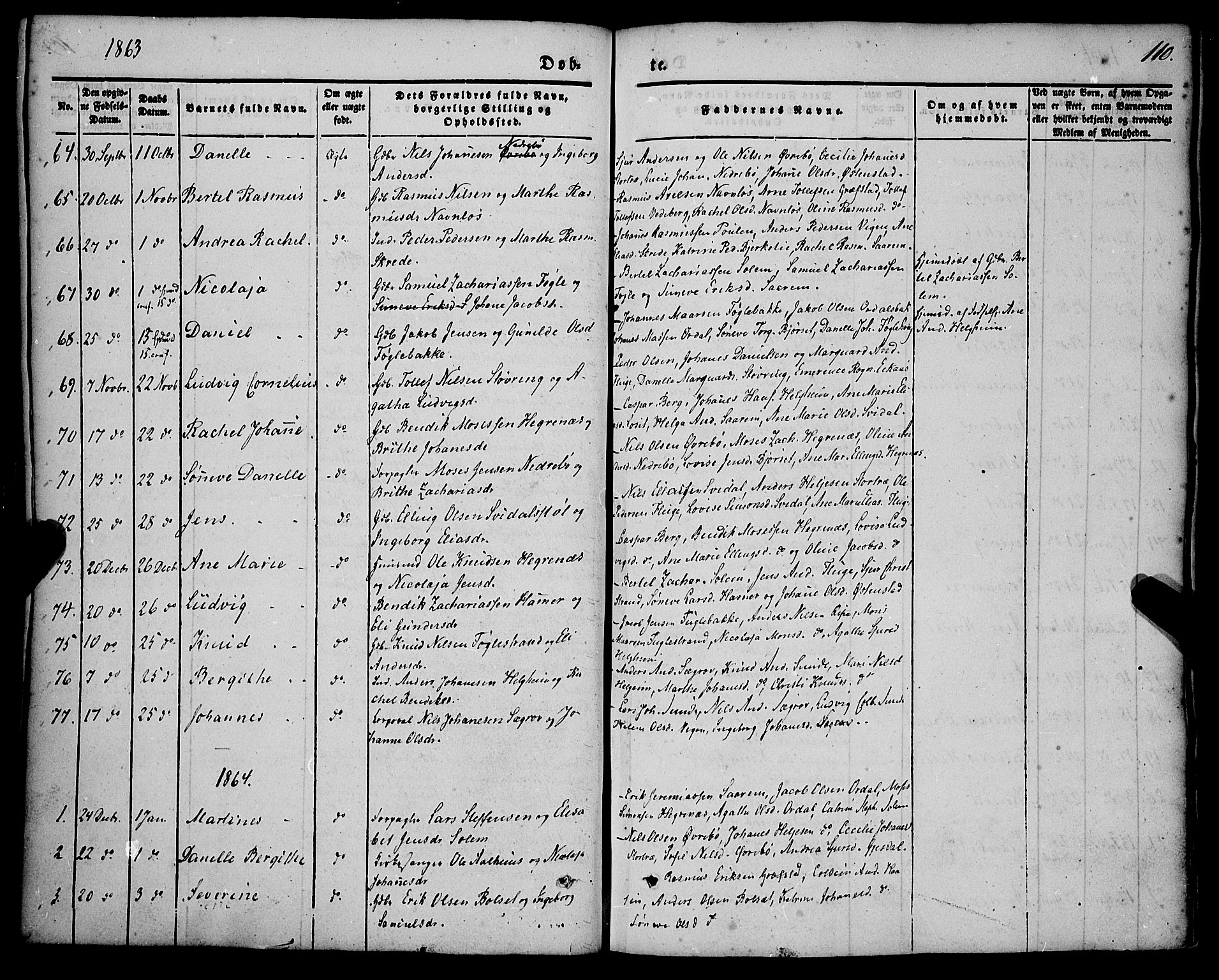 Jølster sokneprestembete, SAB/A-80701/H/Haa/Haaa/L0010: Parish register (official) no. A 10, 1847-1865, p. 110