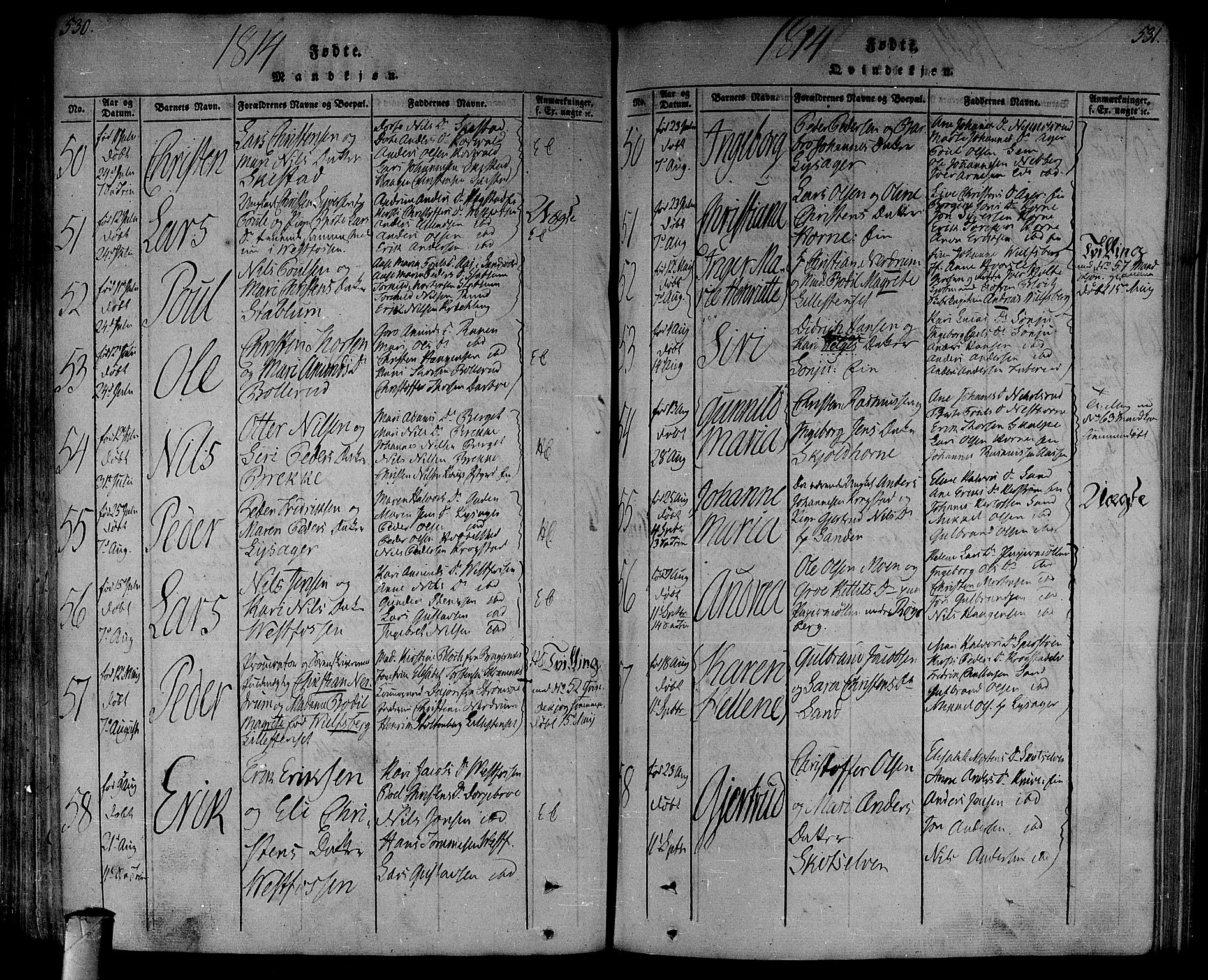 Eiker kirkebøker, AV/SAKO-A-4/F/Fa/L0010: Parish register (official) no. I 10, 1806-1815, p. 530-531