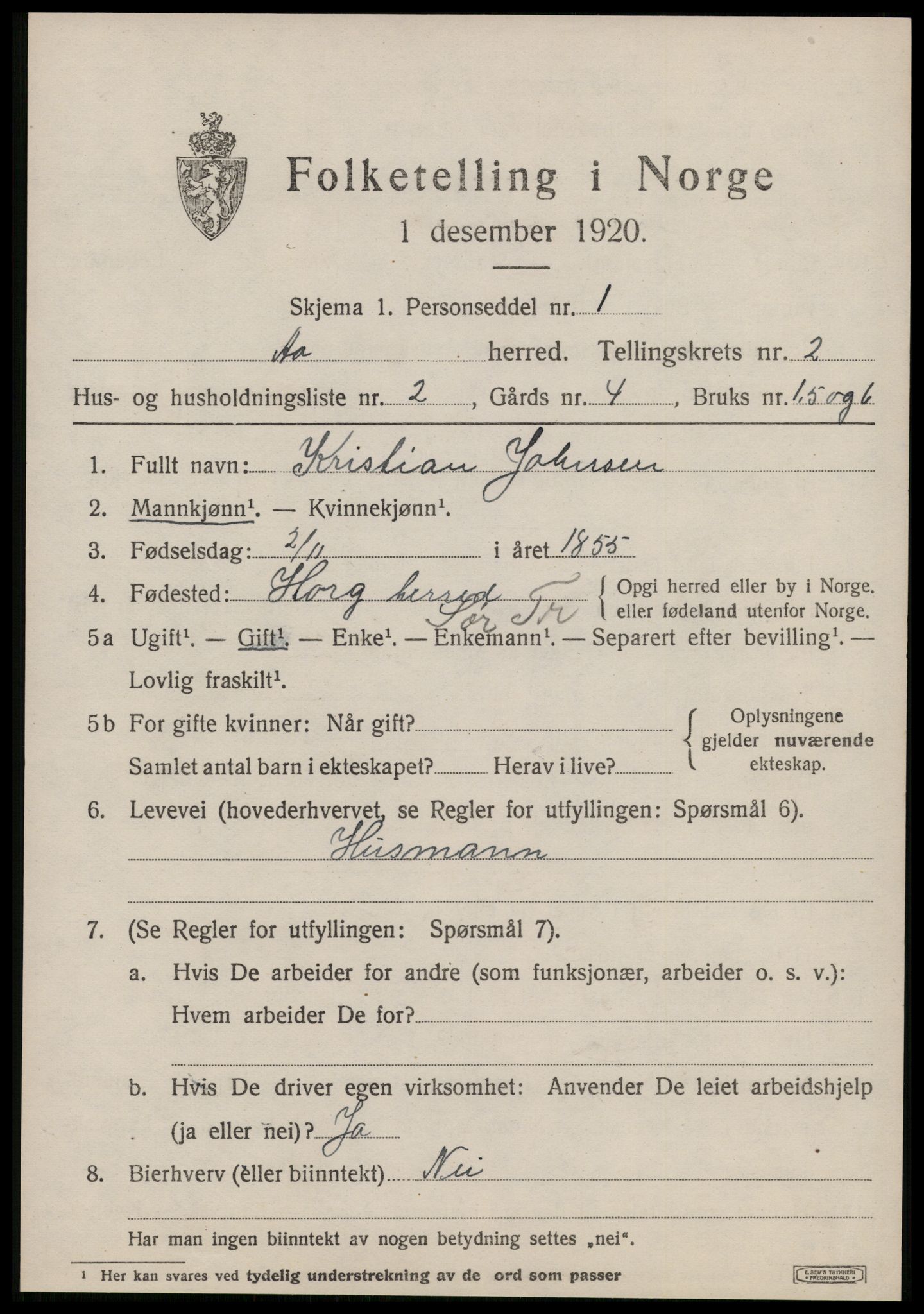 SAT, 1920 census for Å, 1920, p. 1406