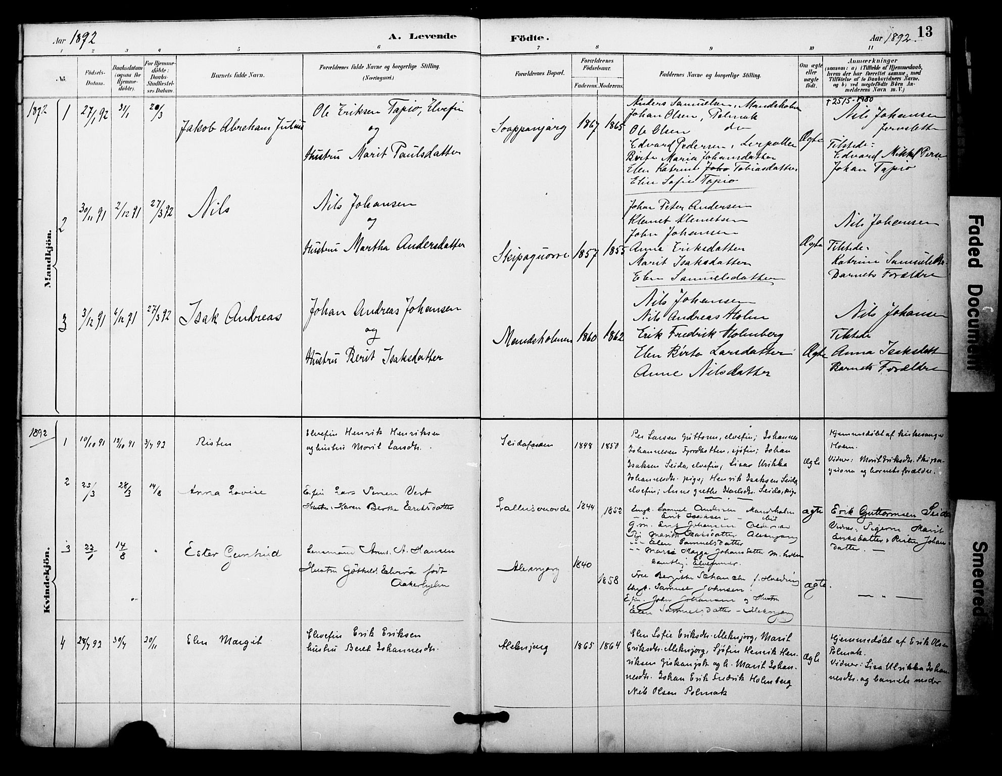 Nesseby sokneprestkontor, SATØ/S-1330/H/Ha/L0005kirke: Parish register (official) no. 5, 1885-1906, p. 13