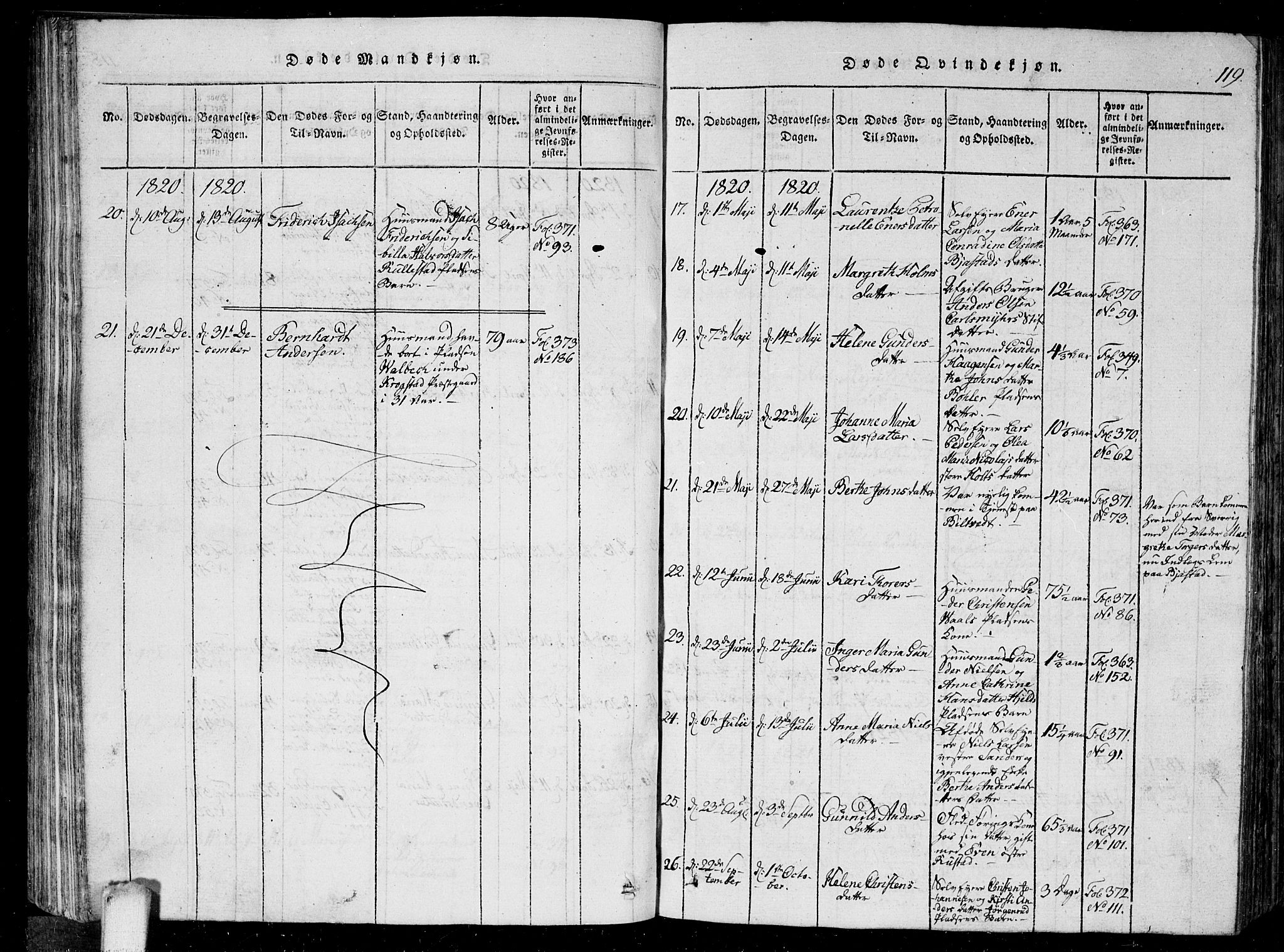 Kråkstad prestekontor Kirkebøker, AV/SAO-A-10125a/G/Ga/L0001: Parish register (copy) no. I 1, 1813-1824, p. 119