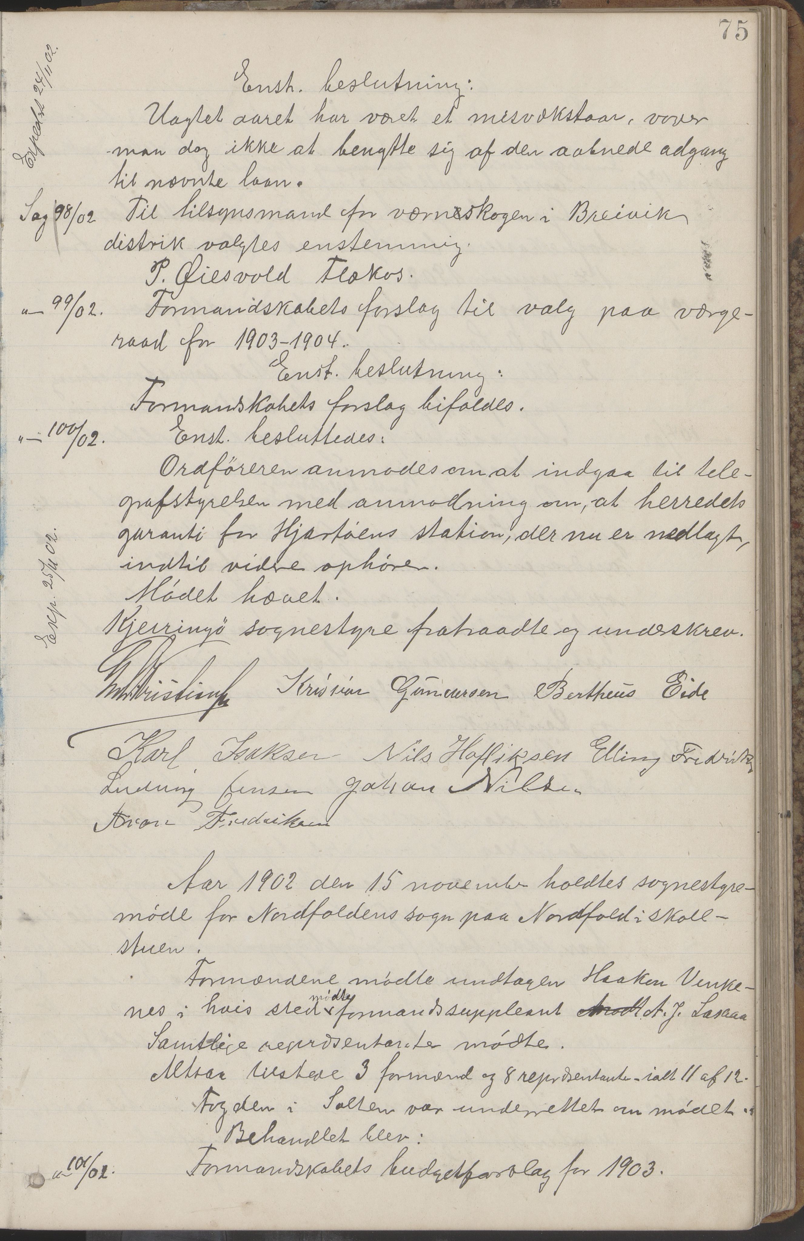 Kjerringøy kommune. Formannskapet, AIN/K-18441.150/A/Aa/L0002: Forhandlingsprotokoll Norfolden- Kjerringø formanskap, 1900-1911