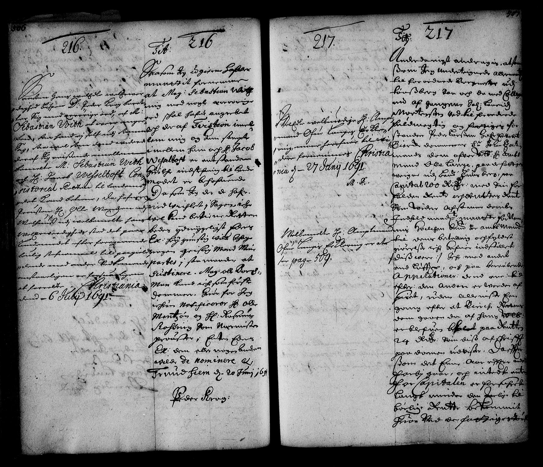 Stattholderembetet 1572-1771, AV/RA-EA-2870/Ae/L0008: Supplikasjons- og resolusjonsprotokoll, 1691, p. 506-507