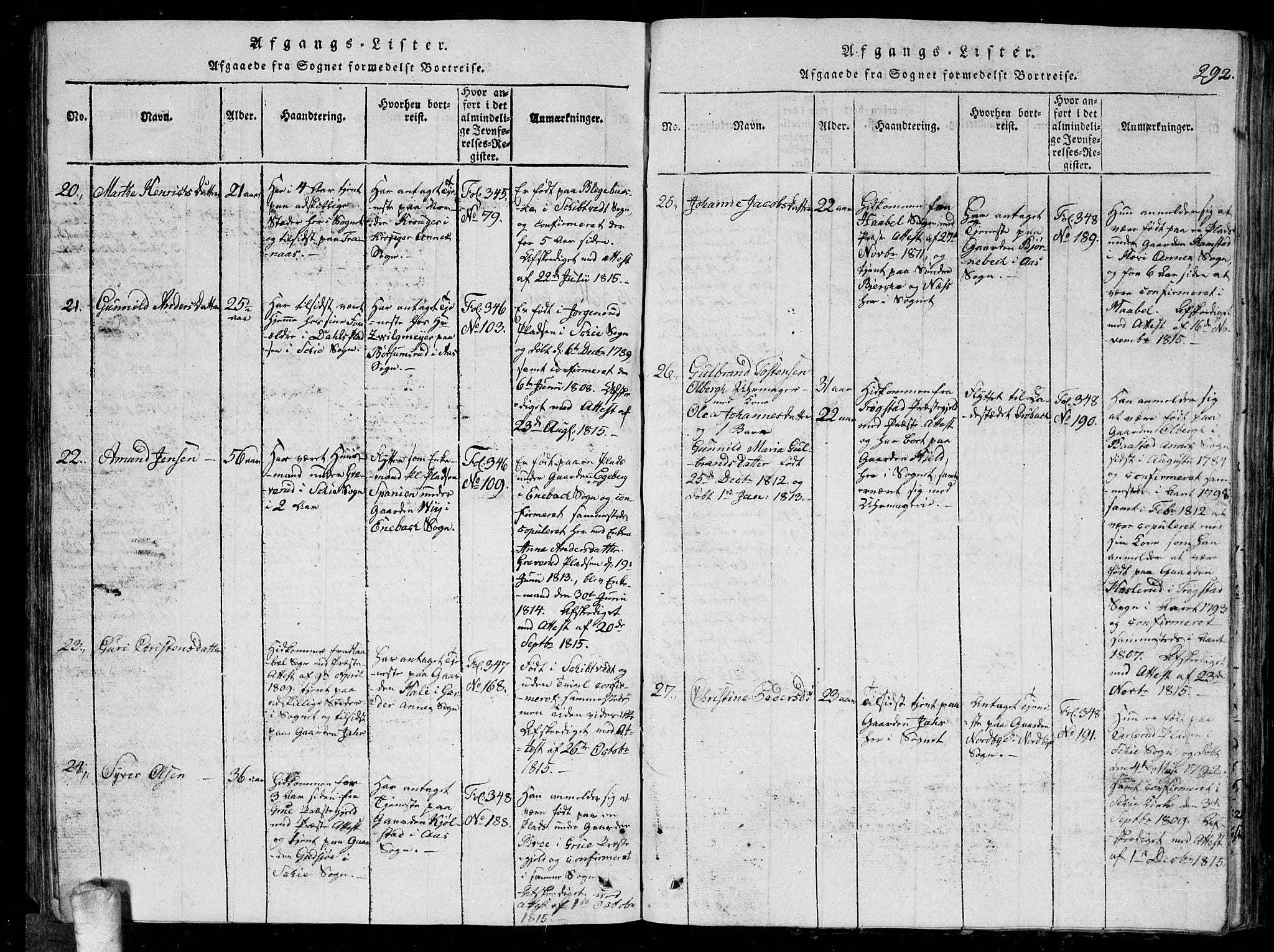 Kråkstad prestekontor Kirkebøker, SAO/A-10125a/G/Ga/L0001: Parish register (copy) no. I 1, 1813-1824, p. 292