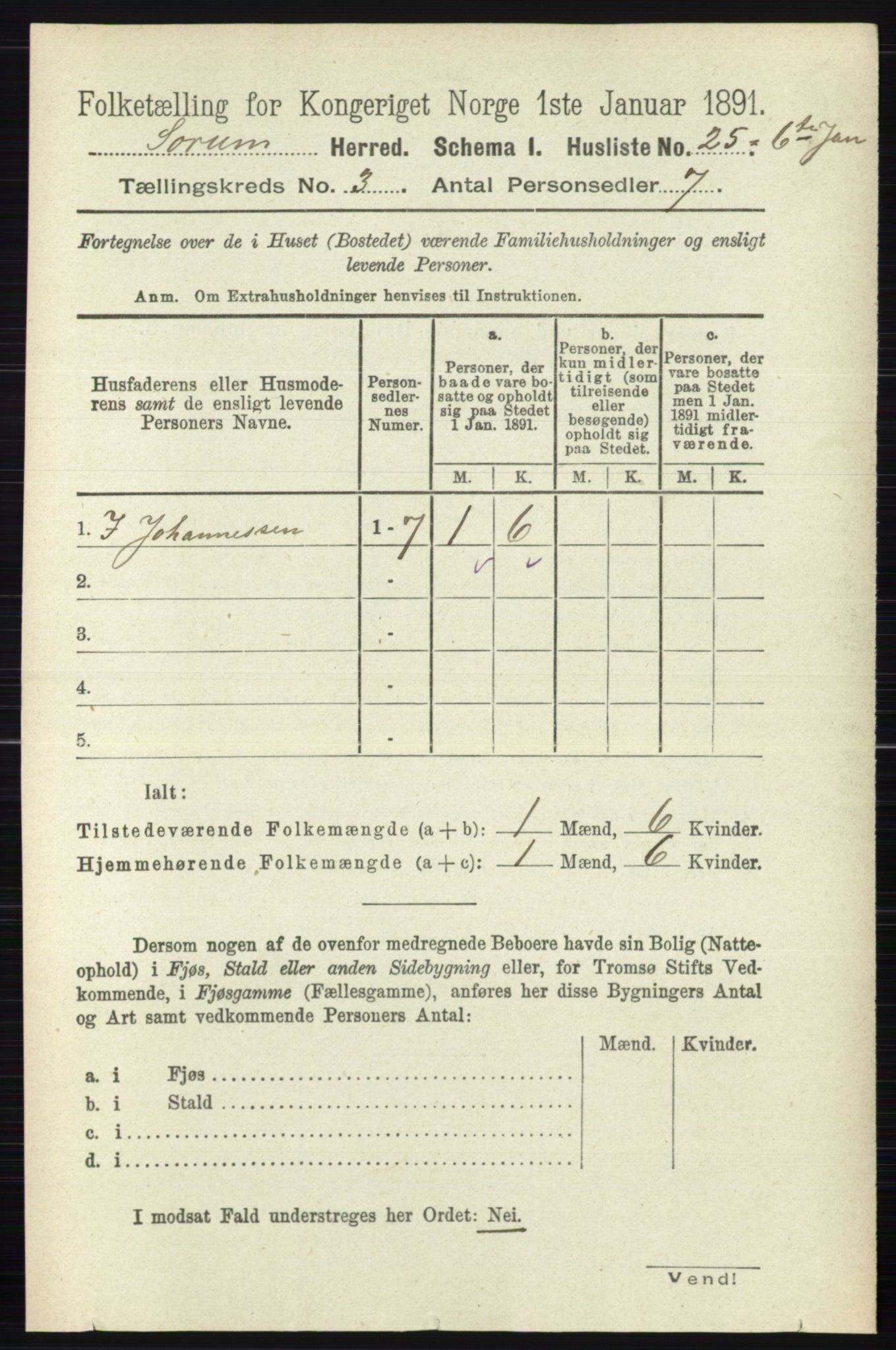 RA, 1891 census for 0226 Sørum, 1891, p. 1216