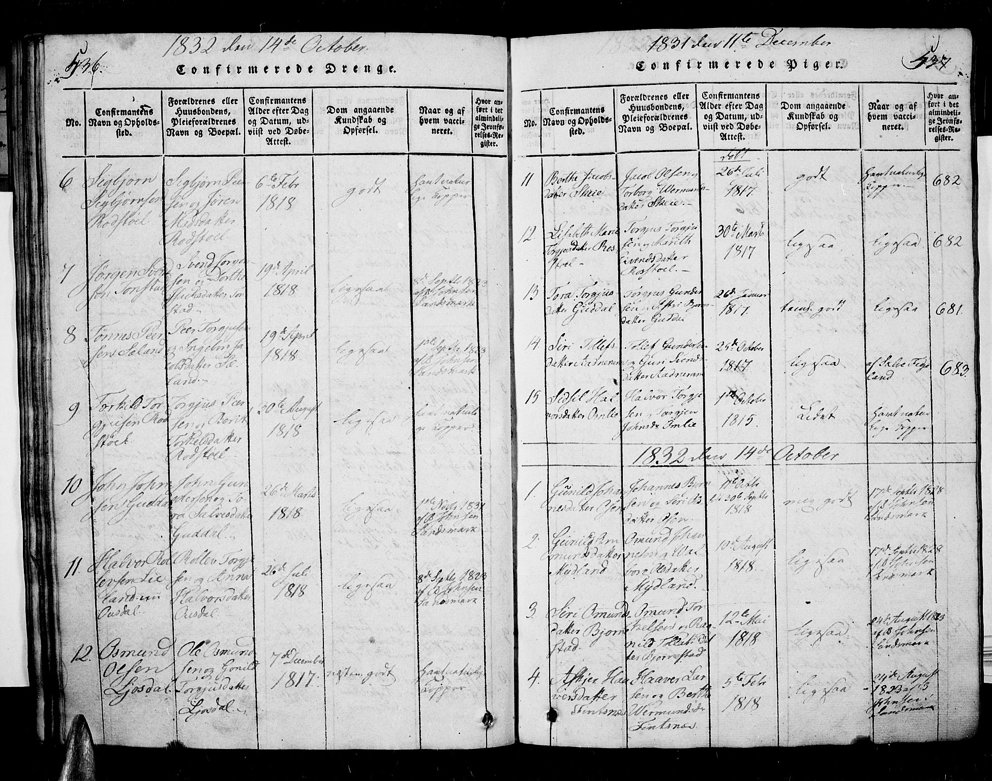 Sirdal sokneprestkontor, AV/SAK-1111-0036/F/Fa/Fab/L0001: Parish register (official) no. A 1, 1815-1834, p. 536-537