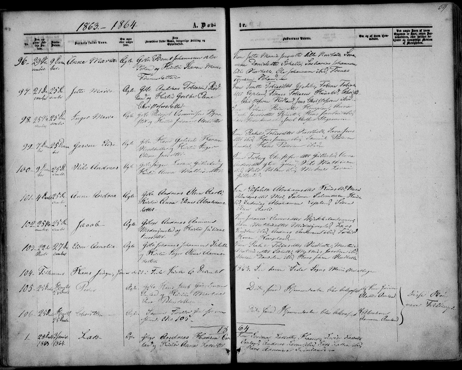 Kvinesdal sokneprestkontor, AV/SAK-1111-0026/F/Fa/Fab/L0006: Parish register (official) no. A 6, 1857-1869, p. 59