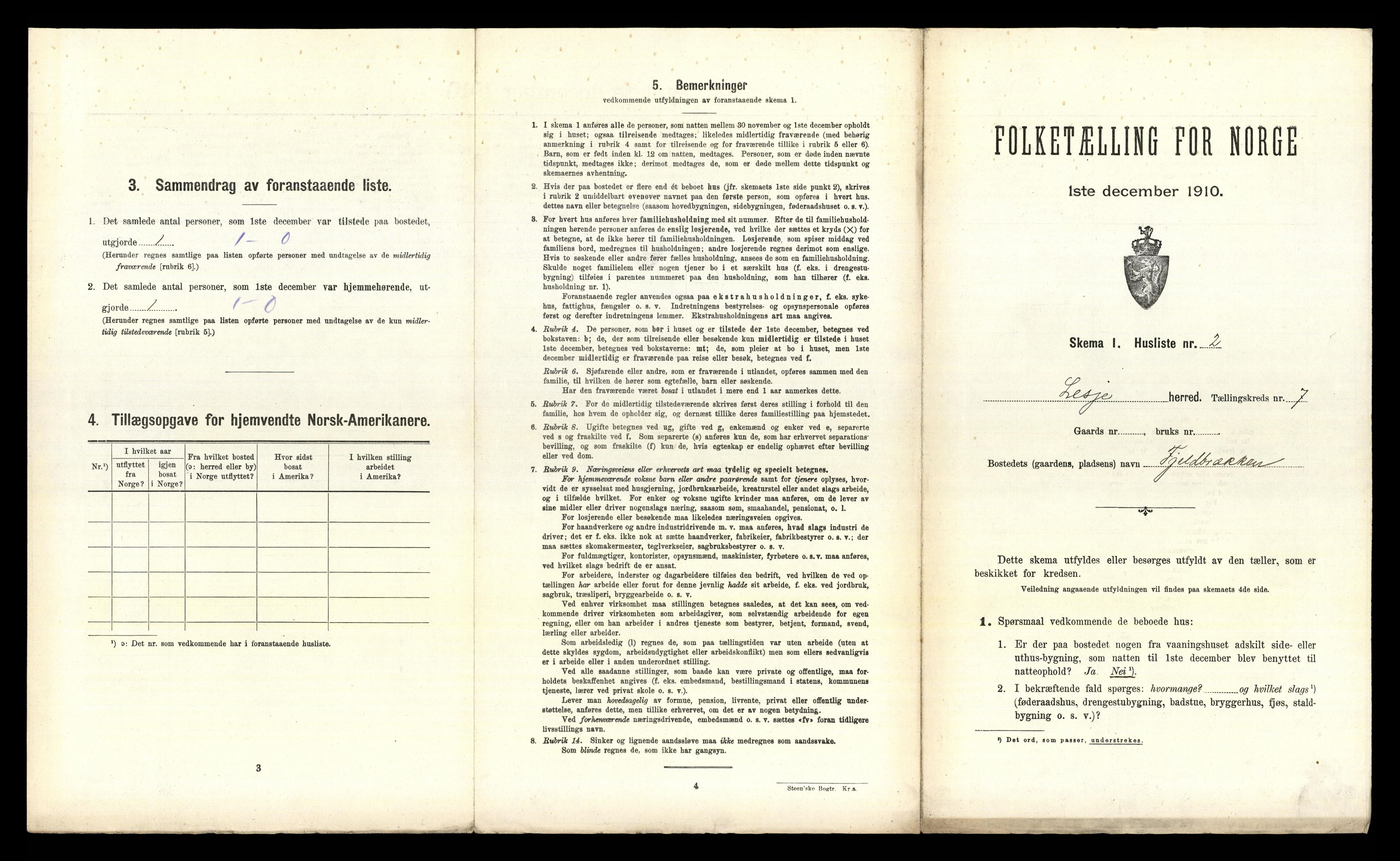 RA, 1910 census for Lesja, 1910, p. 835