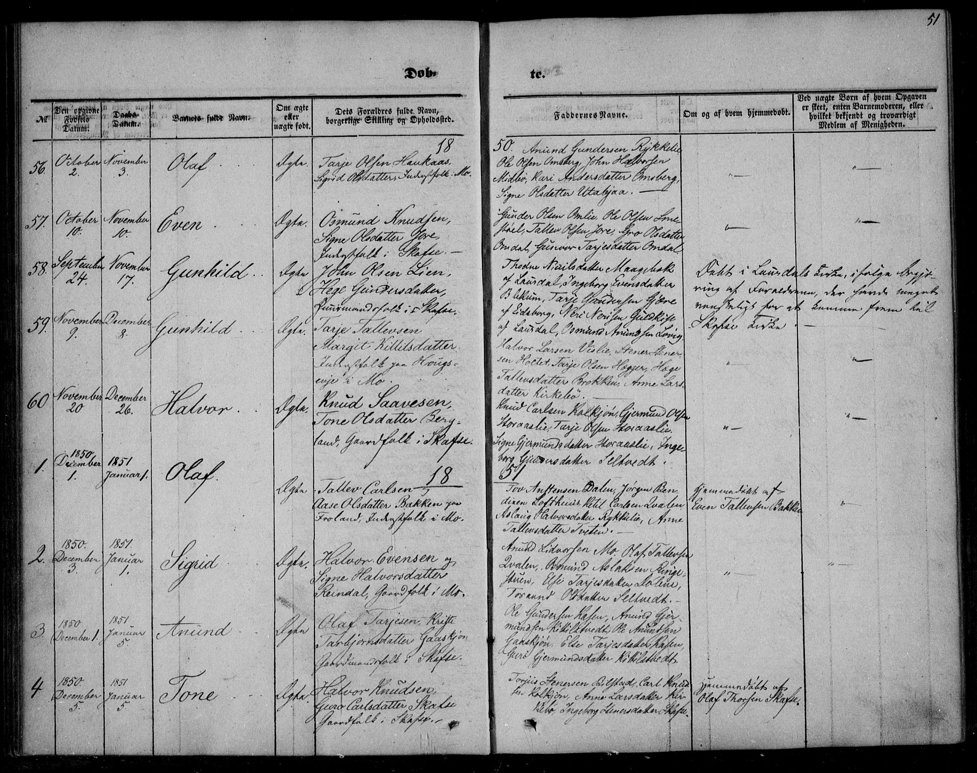 Mo kirkebøker, SAKO/A-286/F/Fa/L0005: Parish register (official) no. I 5, 1844-1864, p. 51