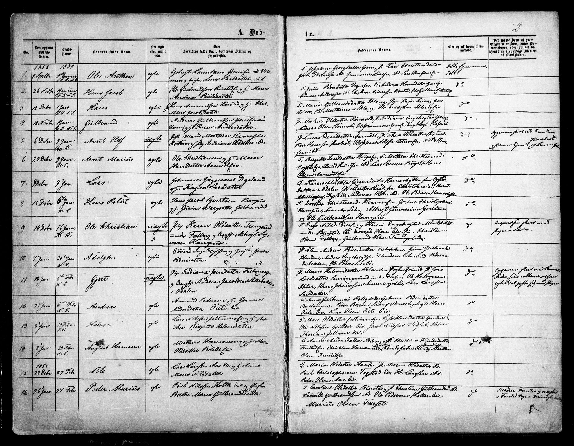 Nes prestekontor Kirkebøker, AV/SAO-A-10410/F/Fa/L0008: Parish register (official) no. I 8, 1859-1874, p. 2
