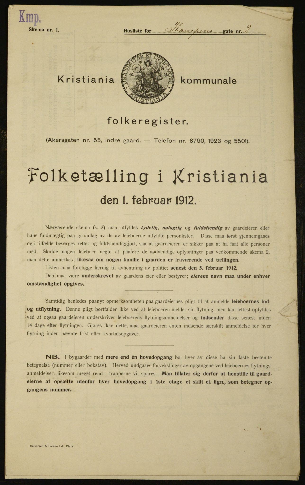 OBA, Municipal Census 1912 for Kristiania, 1912, p. 48052