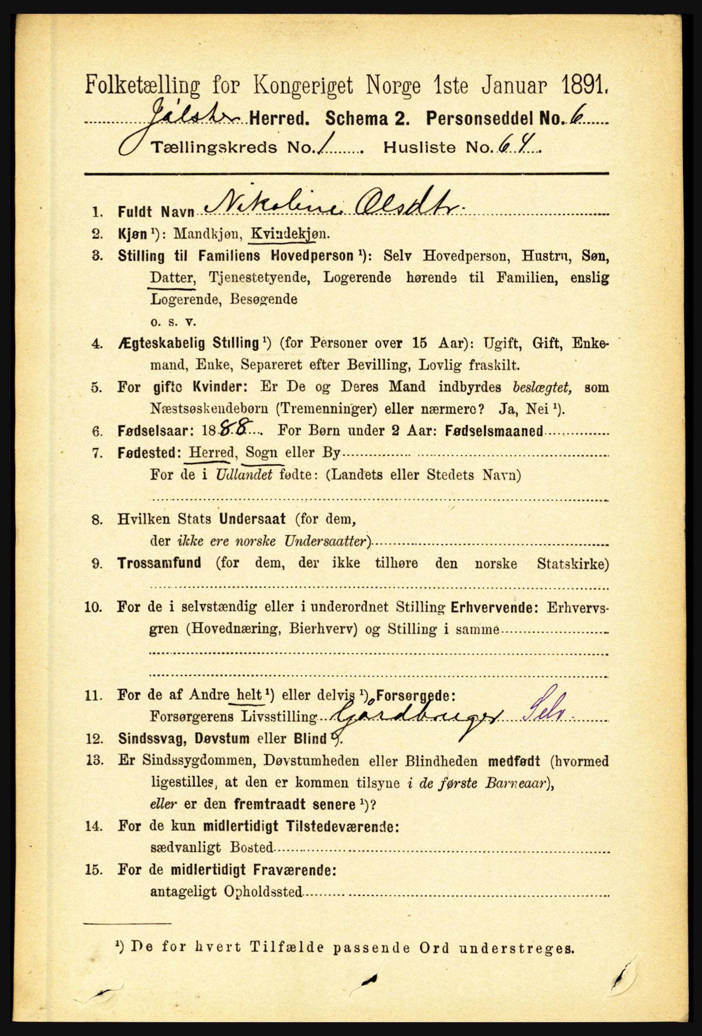 RA, 1891 census for 1431 Jølster, 1891, p. 510