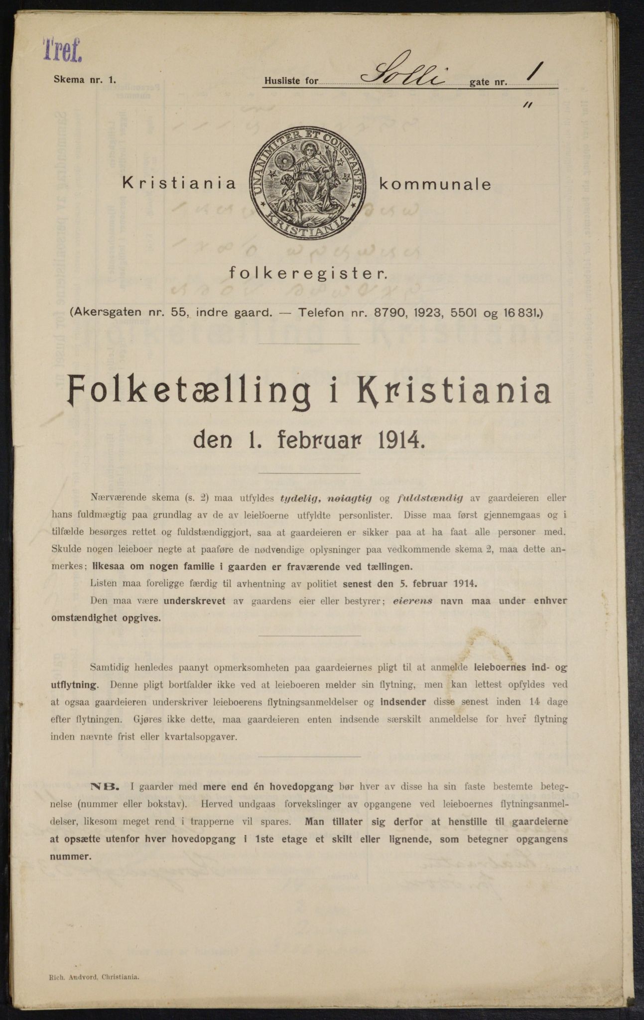 OBA, Municipal Census 1914 for Kristiania, 1914, p. 99492