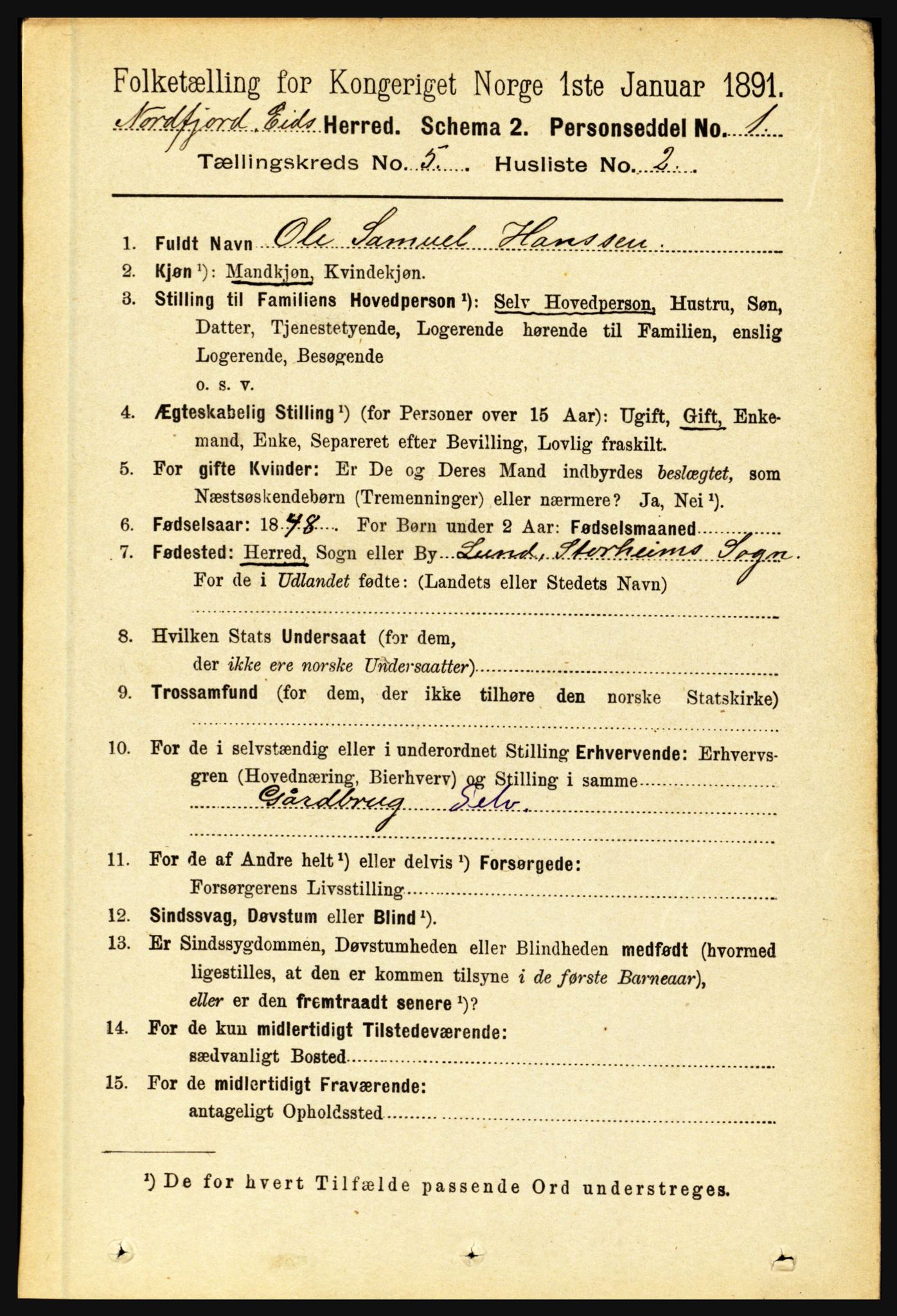 RA, 1891 census for 1443 Eid, 1891, p. 1157