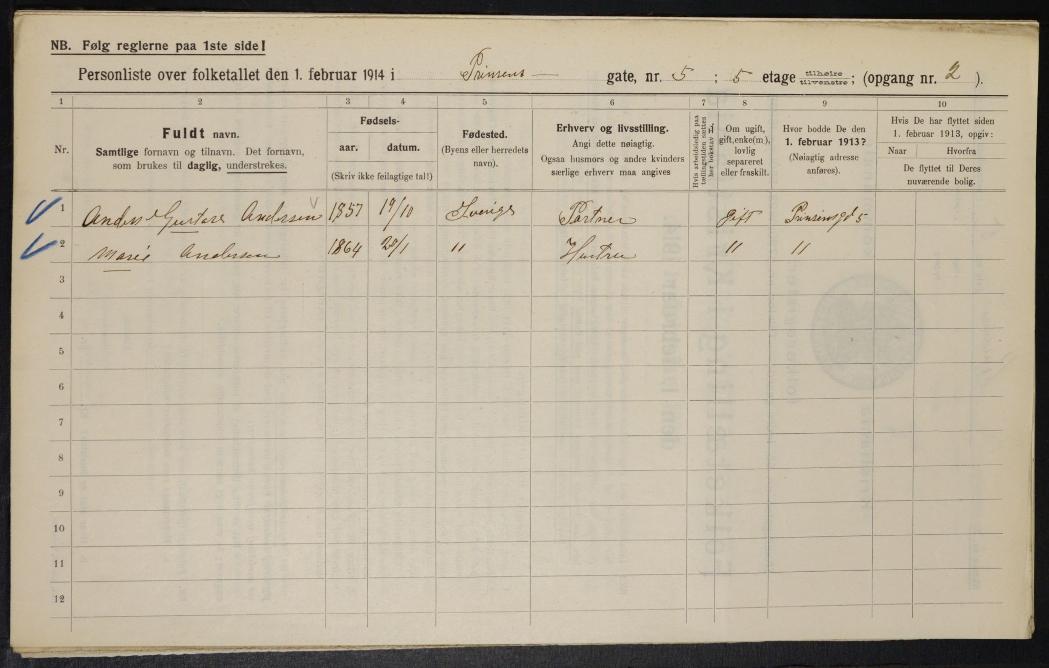 OBA, Municipal Census 1914 for Kristiania, 1914, p. 81282