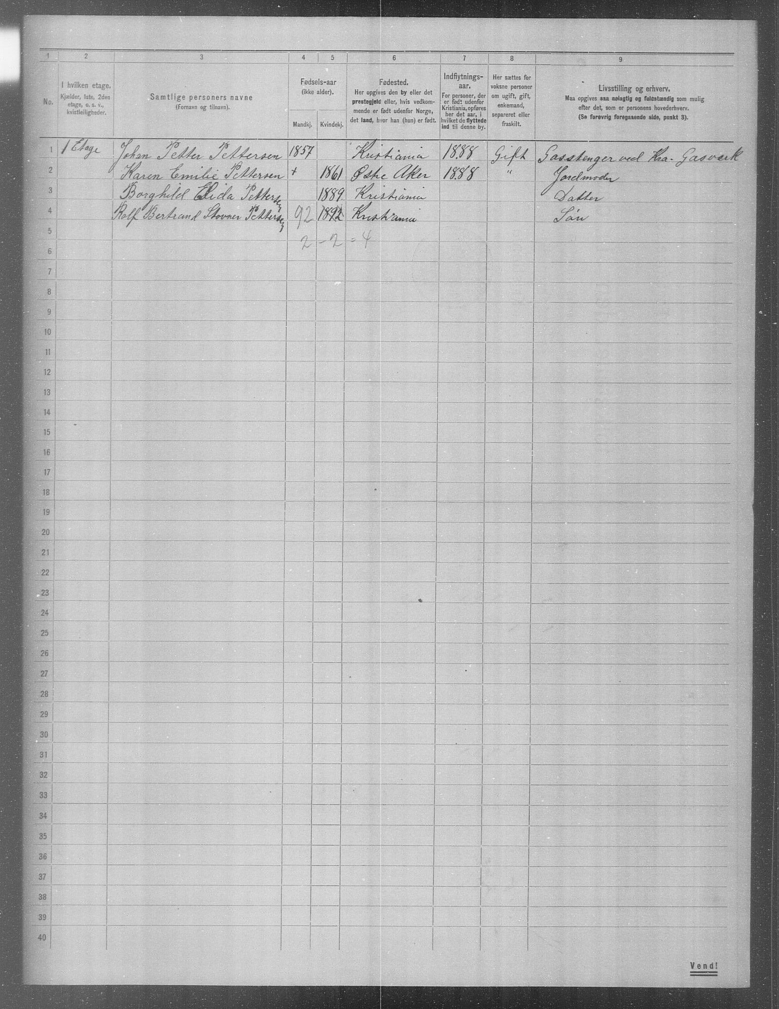 OBA, Municipal Census 1904 for Kristiania, 1904, p. 2090