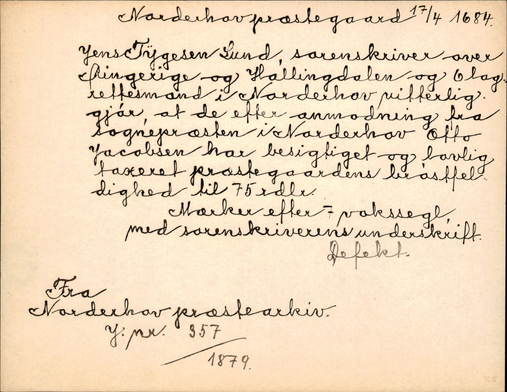 Riksarkivets diplomsamling, AV/RA-EA-5965/F35/F35k/L0002: Regestsedler: Prestearkiver fra Hedmark, Oppland, Buskerud og Vestfold, p. 273