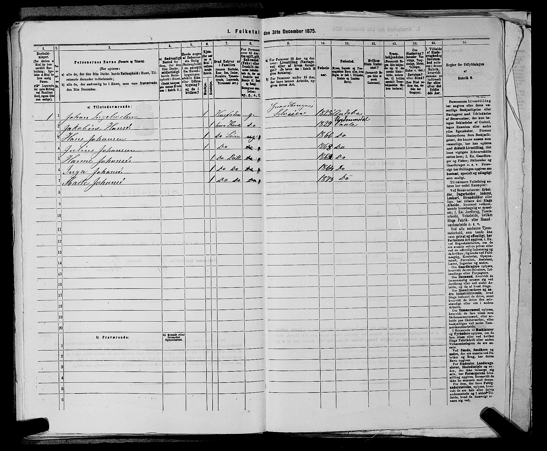 SAKO, 1875 census for 0716P Våle, 1875, p. 354