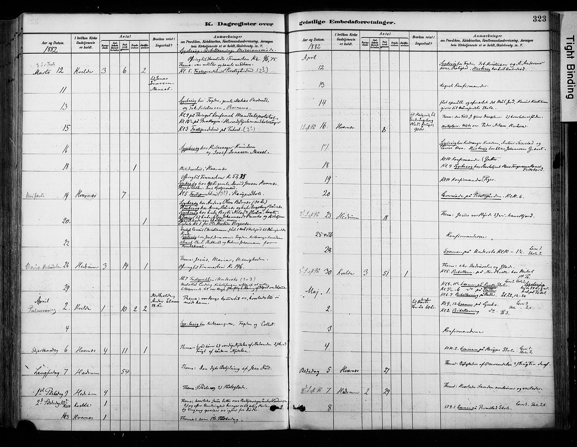 Hedrum kirkebøker, AV/SAKO-A-344/F/Fa/L0009: Parish register (official) no. I 9, 1881-1903, p. 323