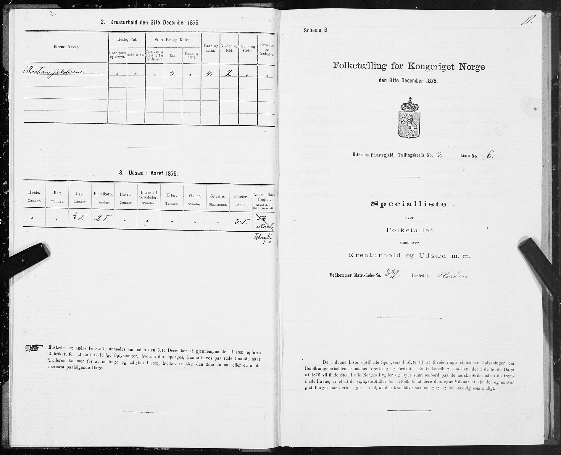 SAT, 1875 census for 1617P Hitra, 1875, p. 2011