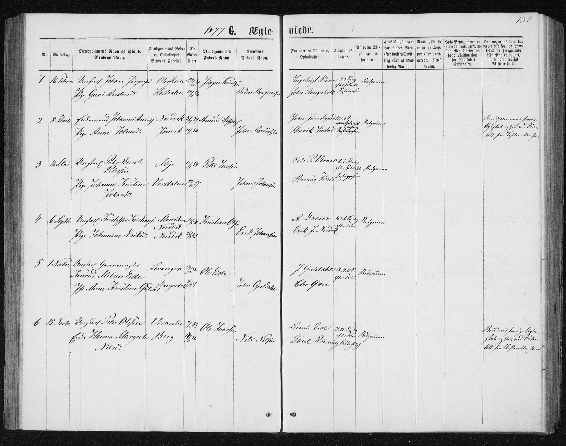 Ministerialprotokoller, klokkerbøker og fødselsregistre - Nord-Trøndelag, SAT/A-1458/722/L0219: Parish register (official) no. 722A06, 1868-1880, p. 138