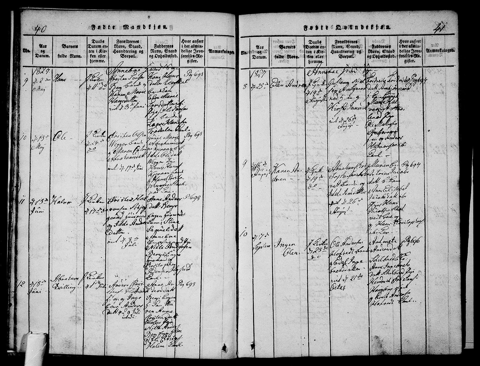 Andebu kirkebøker, AV/SAKO-A-336/G/Ga/L0002: Parish register (copy) no. I 2 /1, 1823-1832, p. 40-41