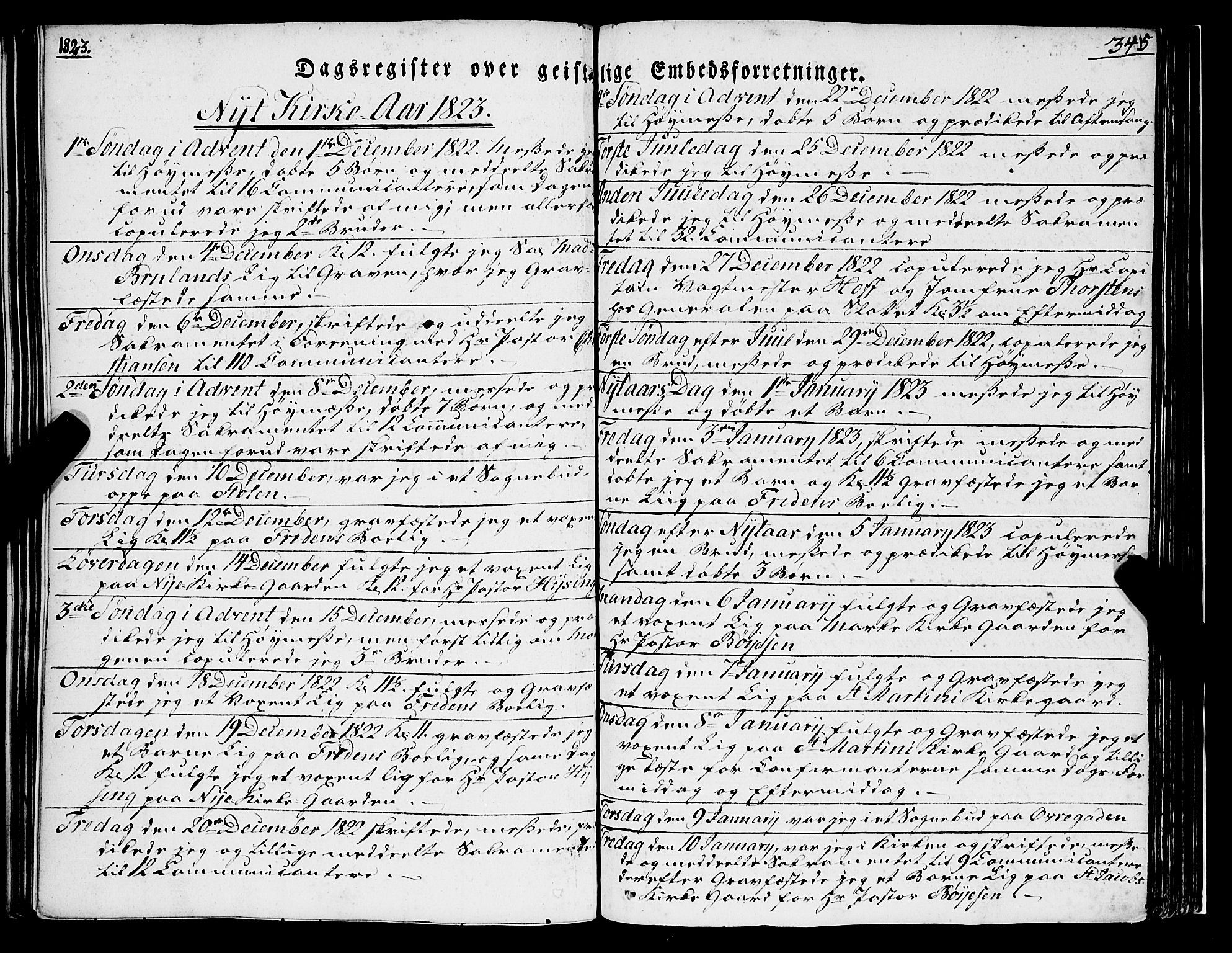 Korskirken sokneprestembete, SAB/A-76101/H/Haa/L0050: Parish register (official) no. F 1, 1821-1869, p. 345