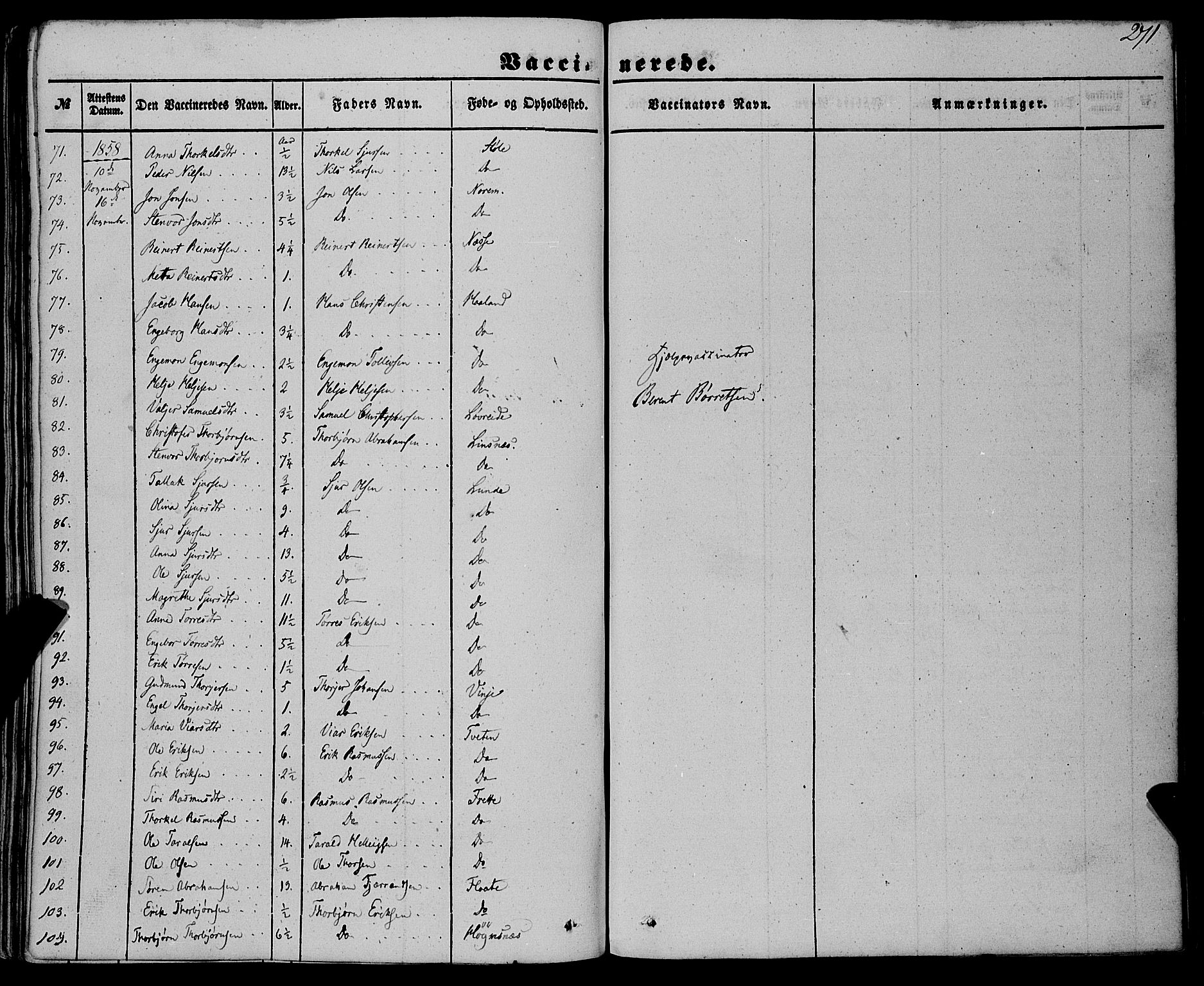 Etne sokneprestembete, AV/SAB-A-75001/H/Haa: Parish register (official) no. A 8, 1848-1862, p. 271