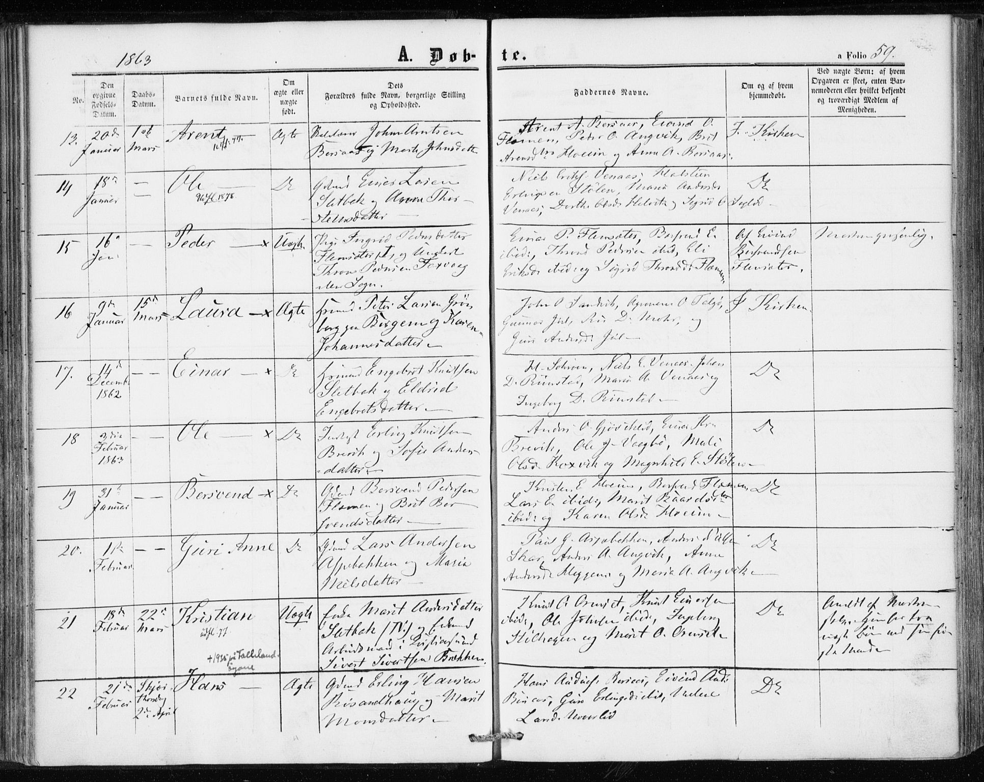 Ministerialprotokoller, klokkerbøker og fødselsregistre - Møre og Romsdal, AV/SAT-A-1454/586/L0985: Parish register (official) no. 586A11, 1857-1866, p. 59