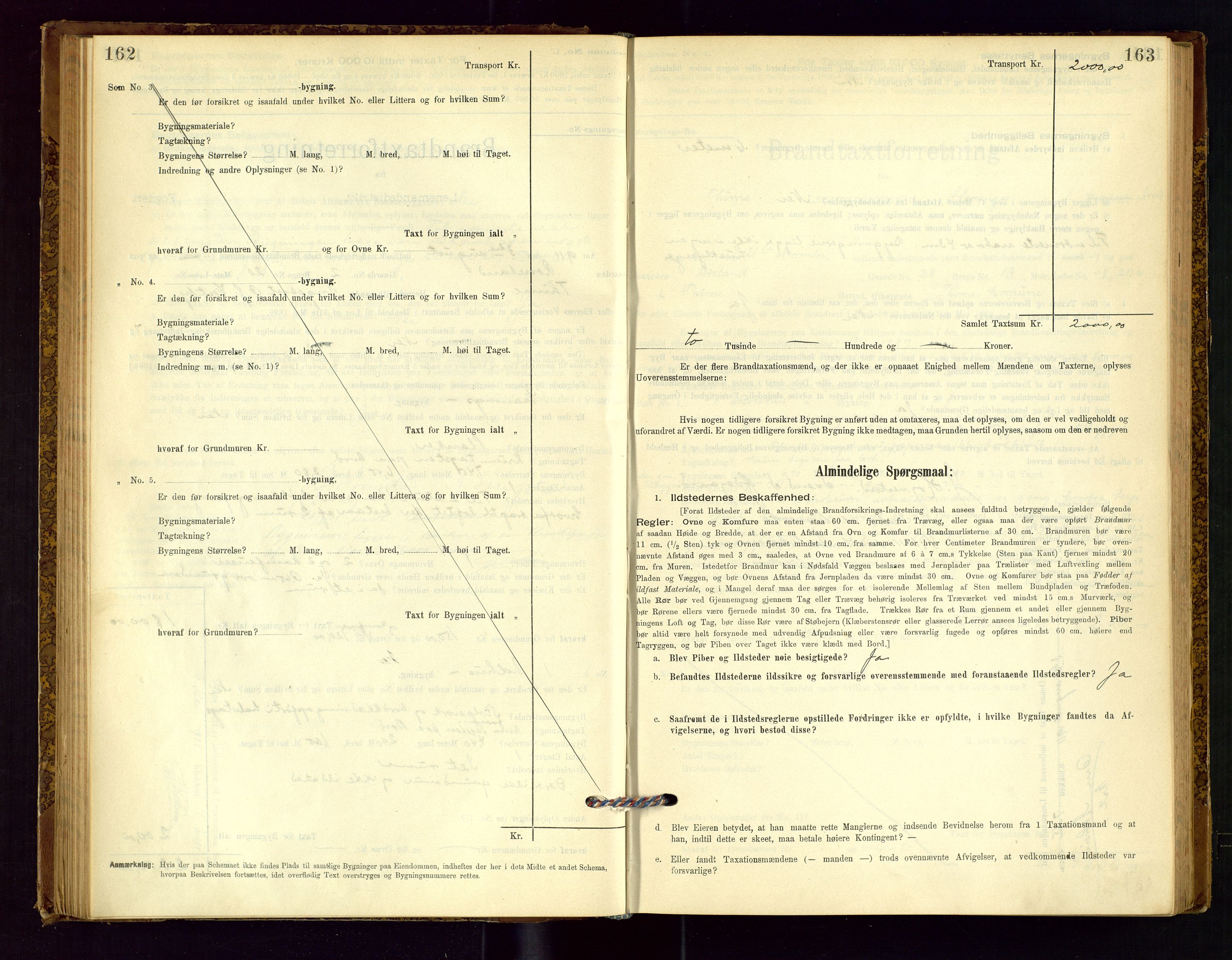 Time lensmannskontor, AV/SAST-A-100420/Gob/L0001: Branntakstprotokoll, 1896-1914, p. 162-163