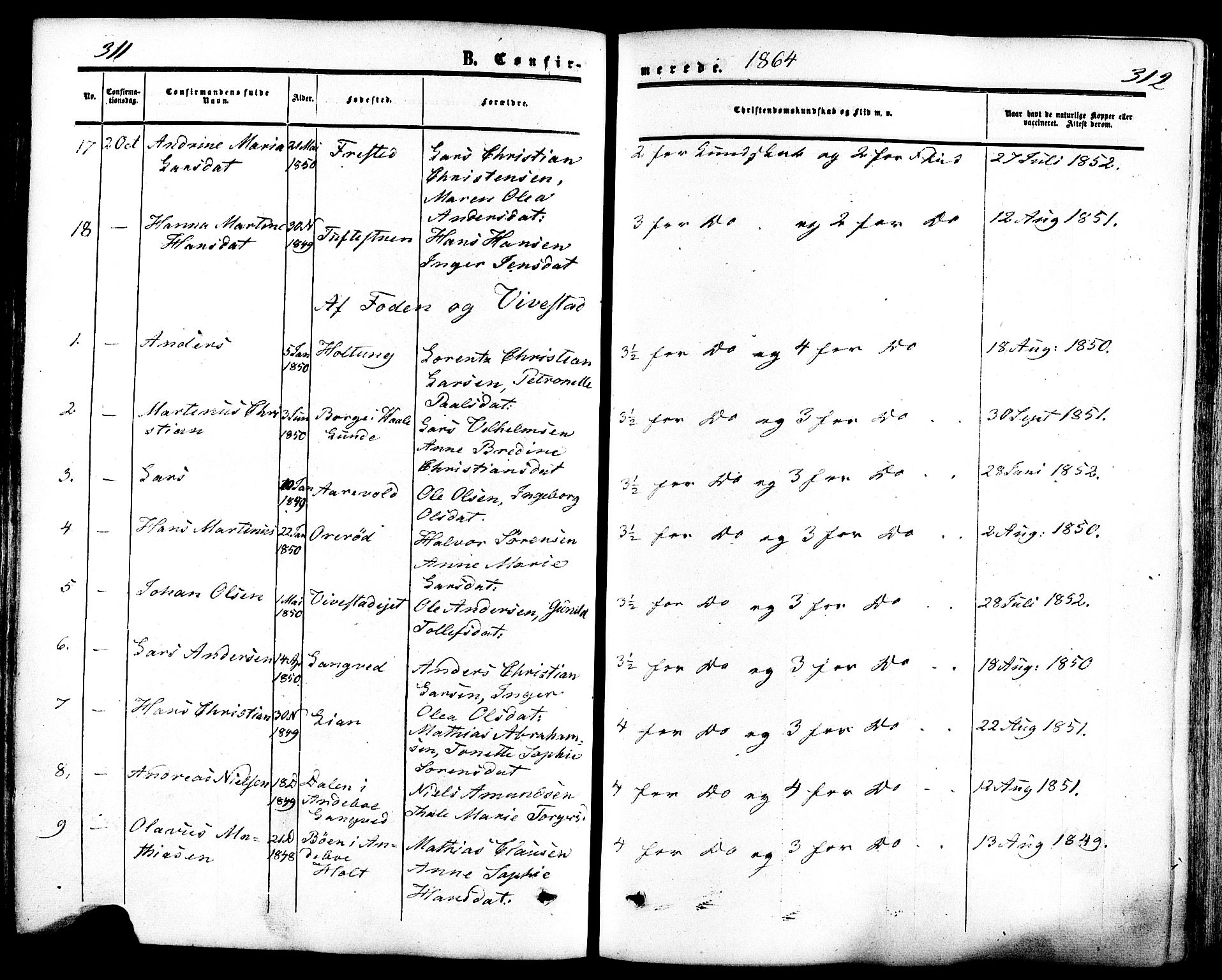 Ramnes kirkebøker, SAKO/A-314/F/Fa/L0006: Parish register (official) no. I 6, 1862-1877, p. 311-312
