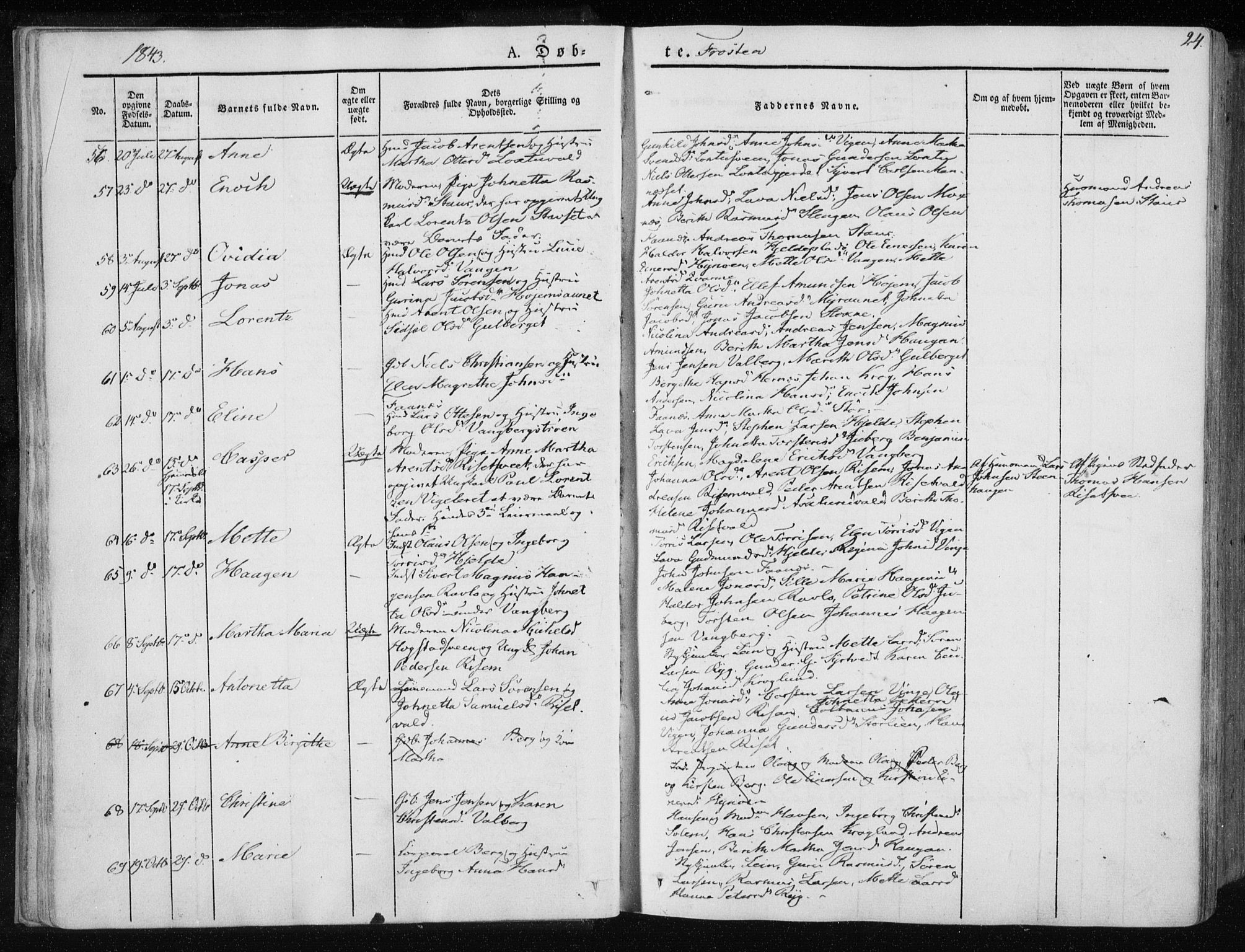 Ministerialprotokoller, klokkerbøker og fødselsregistre - Nord-Trøndelag, SAT/A-1458/713/L0115: Parish register (official) no. 713A06, 1838-1851, p. 24