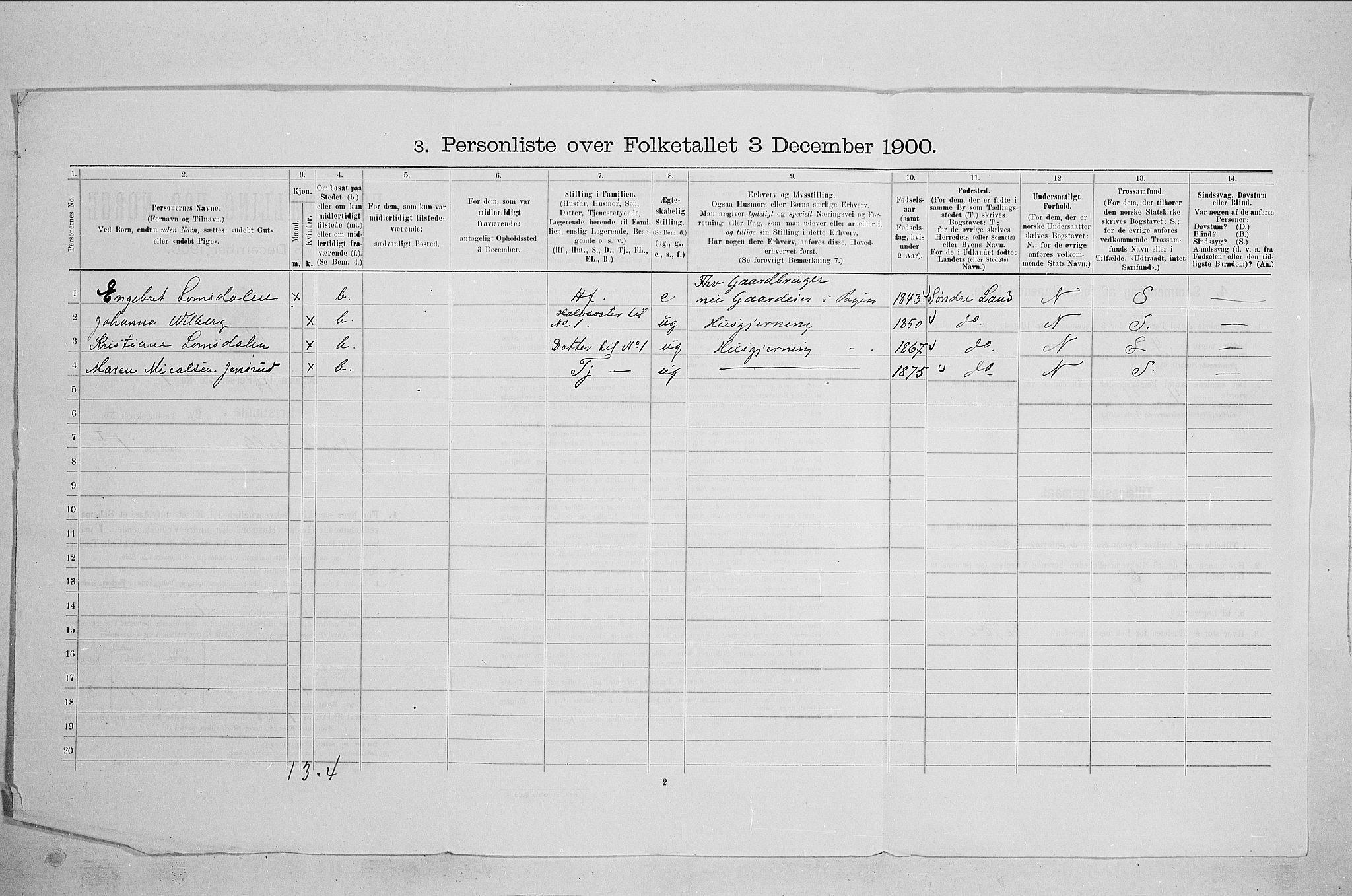 SAO, 1900 census for Kristiania, 1900, p. 42232