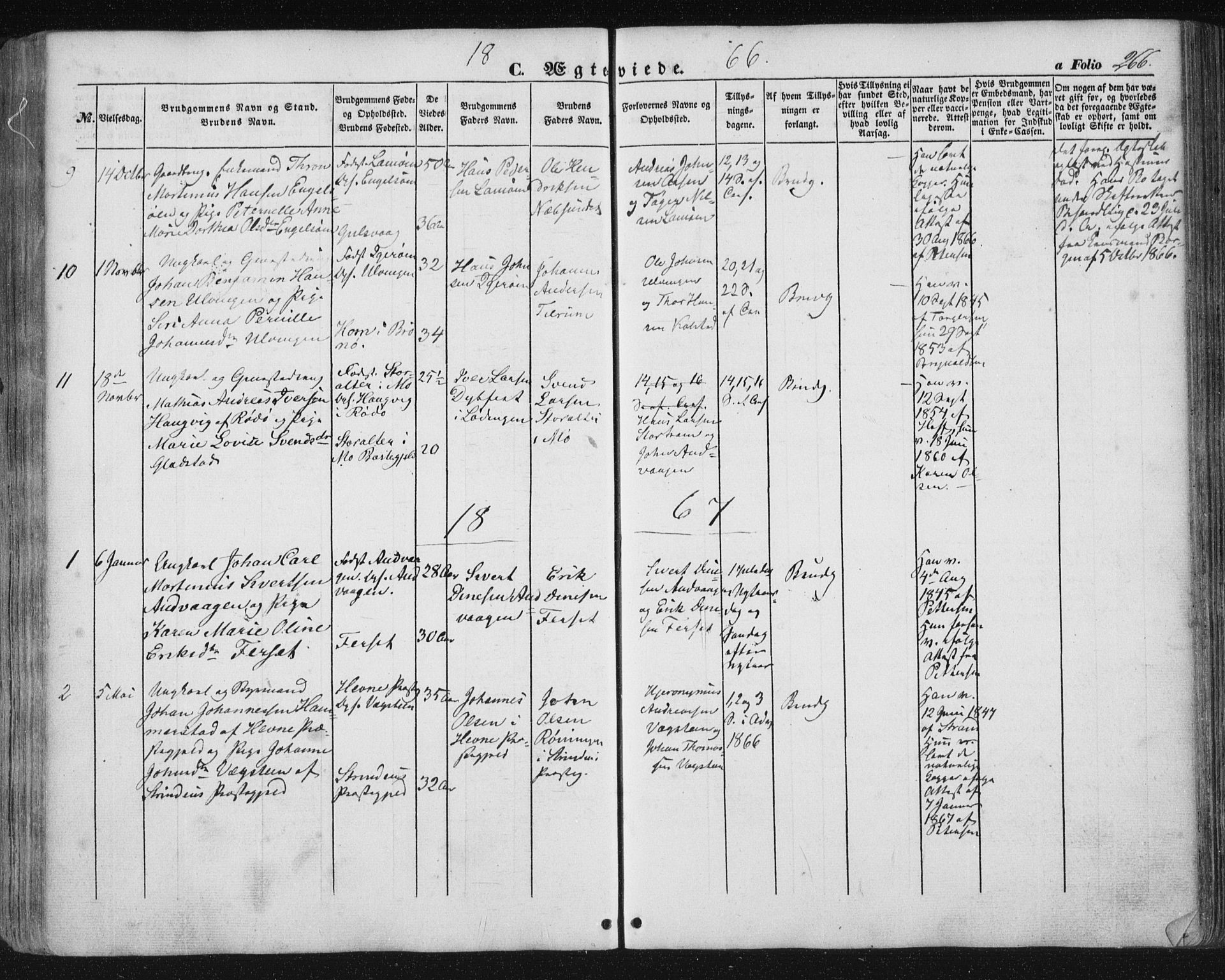 Ministerialprotokoller, klokkerbøker og fødselsregistre - Nordland, AV/SAT-A-1459/816/L0240: Parish register (official) no. 816A06, 1846-1870, p. 266