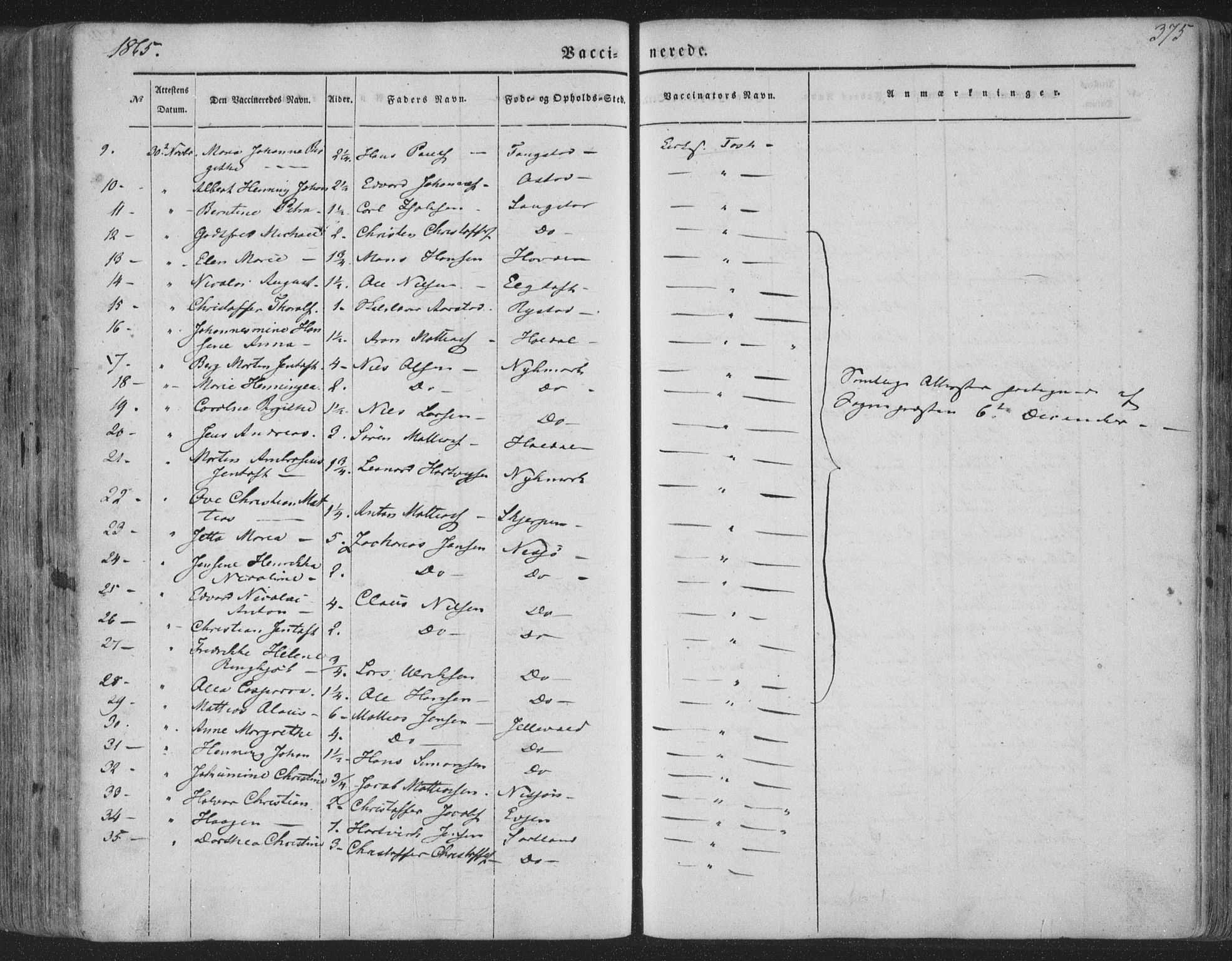 Ministerialprotokoller, klokkerbøker og fødselsregistre - Nordland, AV/SAT-A-1459/880/L1131: Parish register (official) no. 880A05, 1844-1868, p. 375