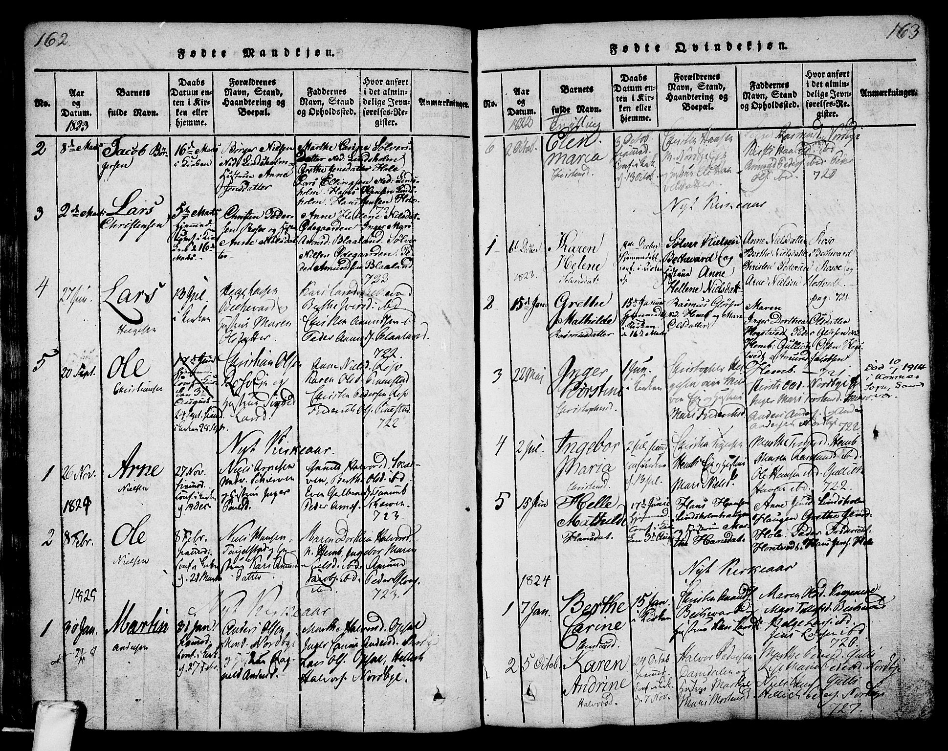Lardal kirkebøker, SAKO/A-350/F/Fa/L0005: Parish register (official) no. I 5, 1814-1835, p. 162-163
