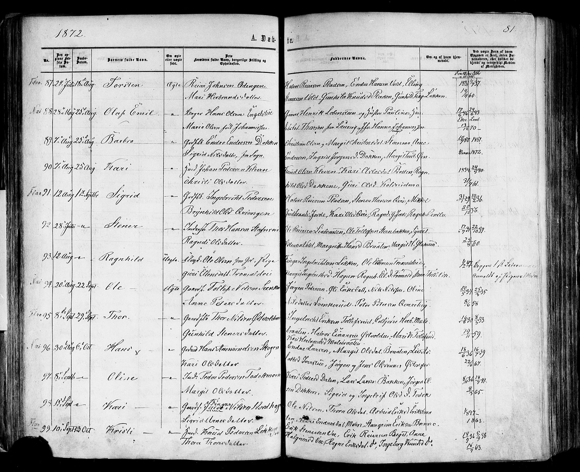 Nes kirkebøker, AV/SAKO-A-236/F/Fa/L0010: Parish register (official) no. 10, 1864-1880, p. 81