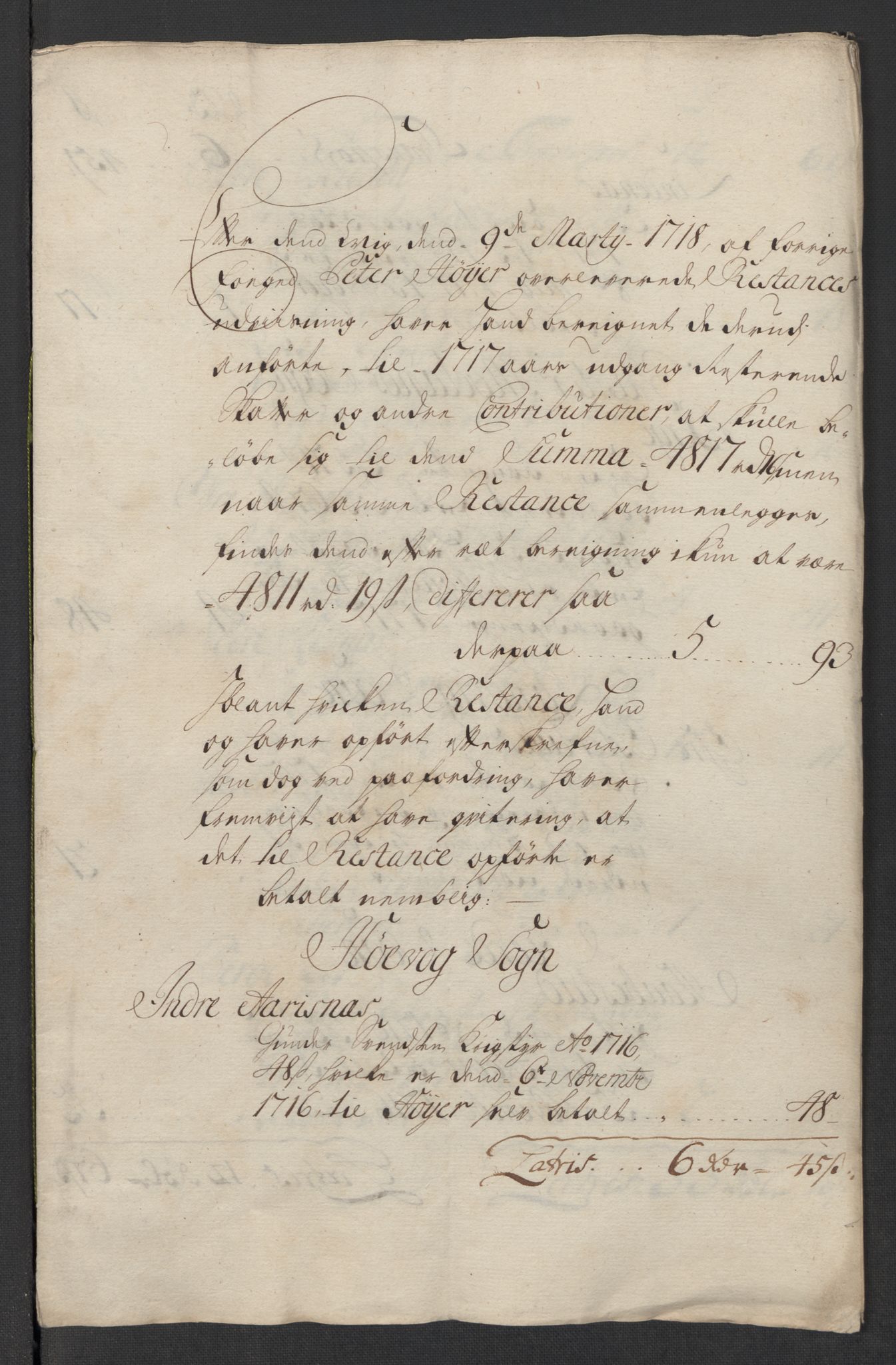 Rentekammeret inntil 1814, Reviderte regnskaper, Fogderegnskap, RA/EA-4092/R39/L2326: Fogderegnskap Nedenes, 1717, p. 377