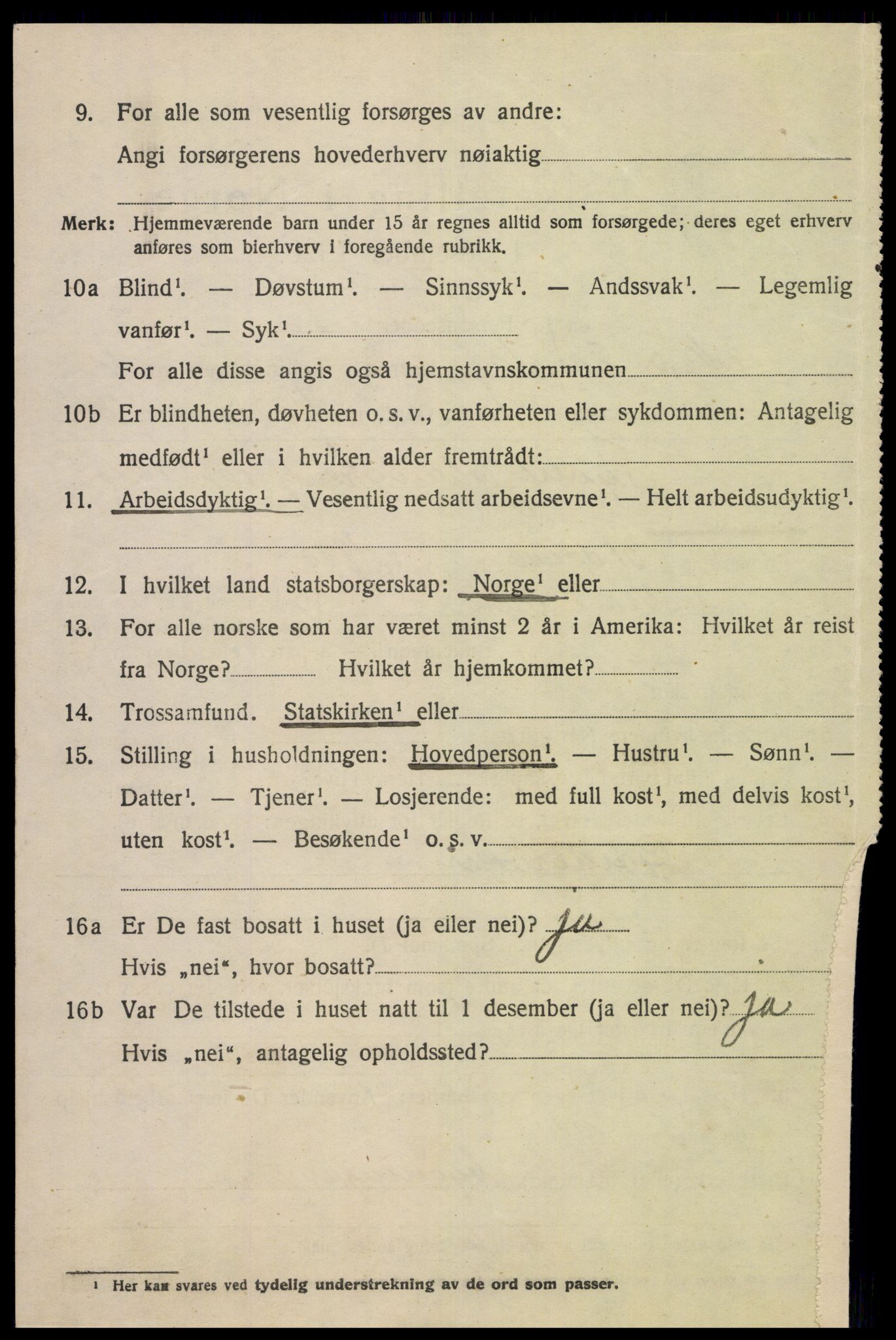 SAK, 1920 census for Nes (V-A), 1920, p. 2961