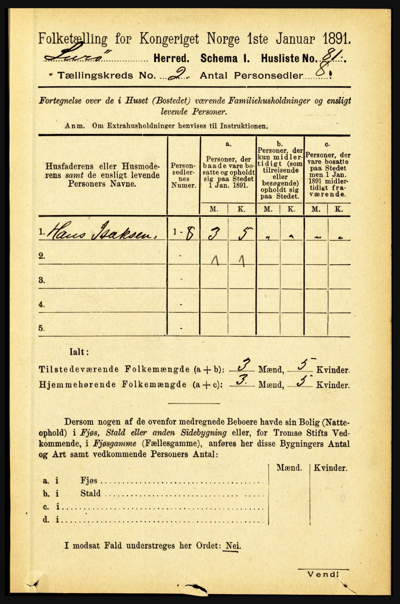 RA, 1891 census for 1834 Lurøy, 1891, p. 737